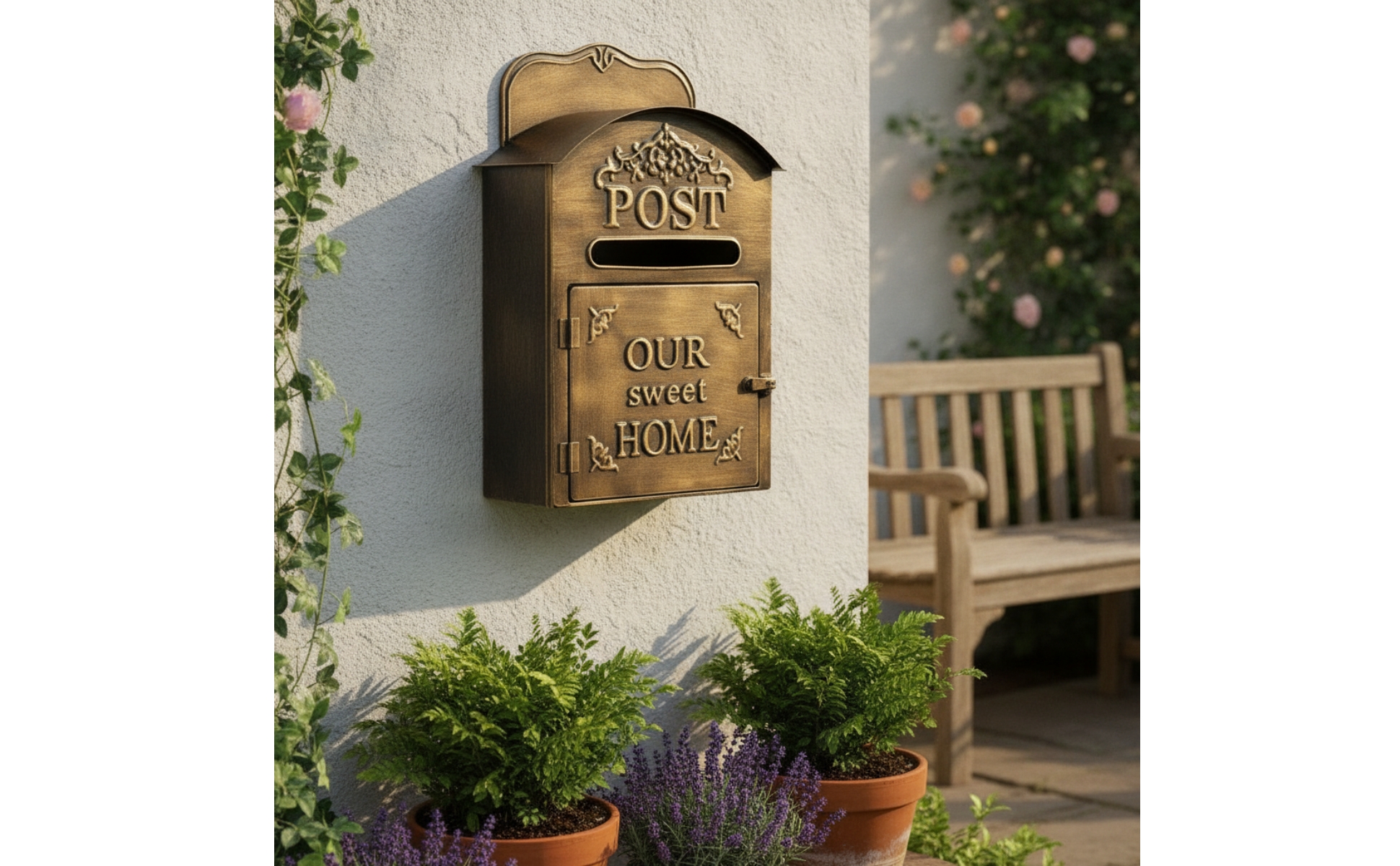 Wandbriefkasten aus Metall Vintage Briefkasten mit Postschlitz Antik für Garten