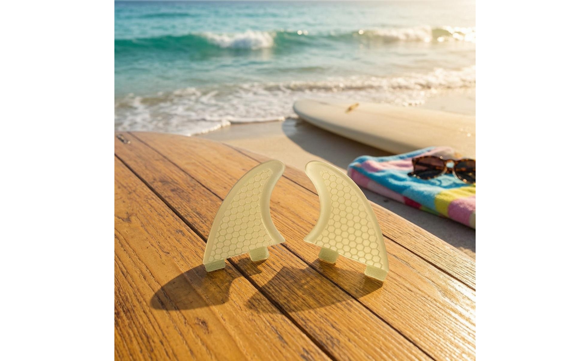Fins with Double-Tab Base Translucent Surfboard Side Fins Fiberglass for Surfers