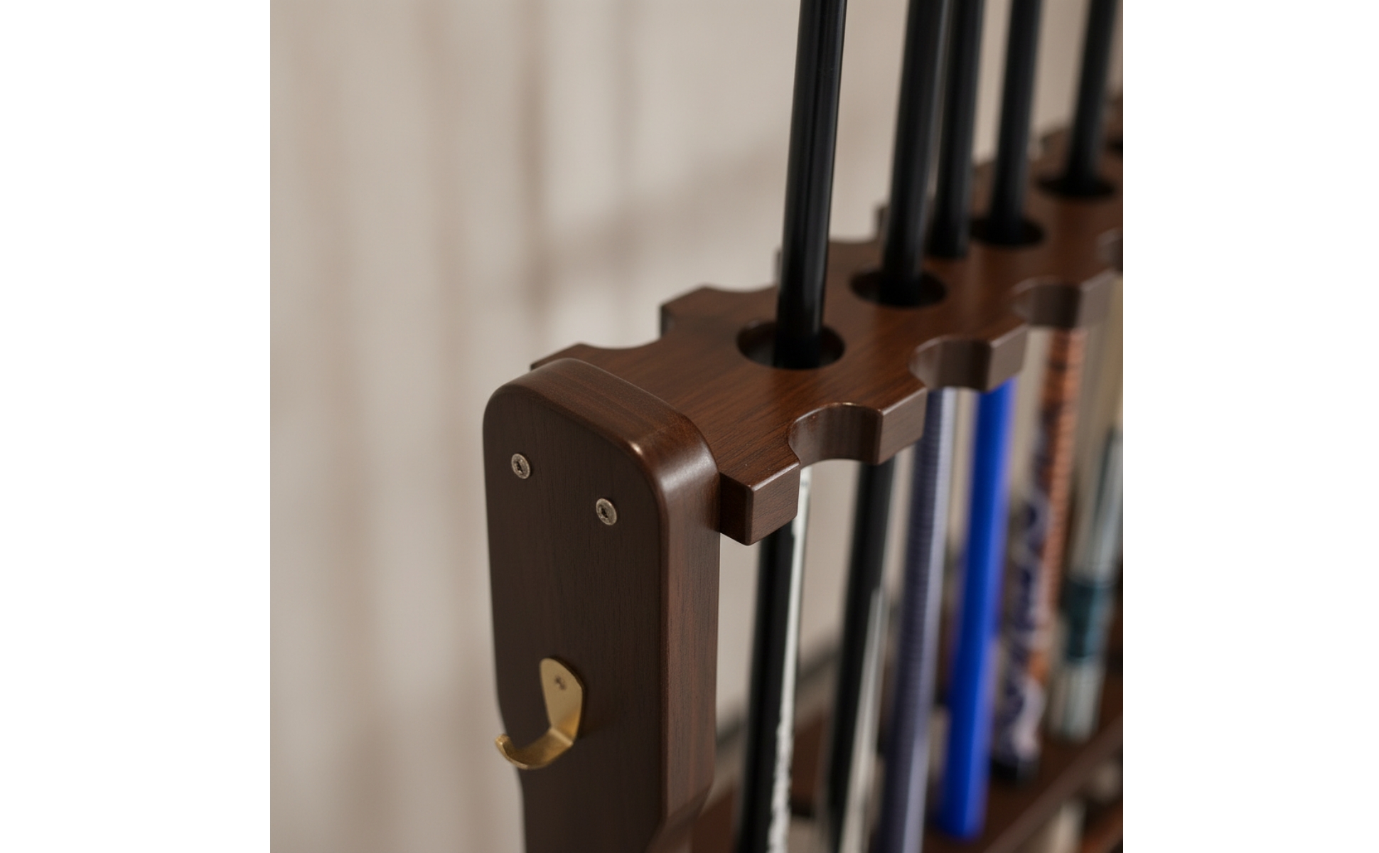 Floor Standing Pool Cue Rack Freestanding Cue Rack with Pegs Wooden