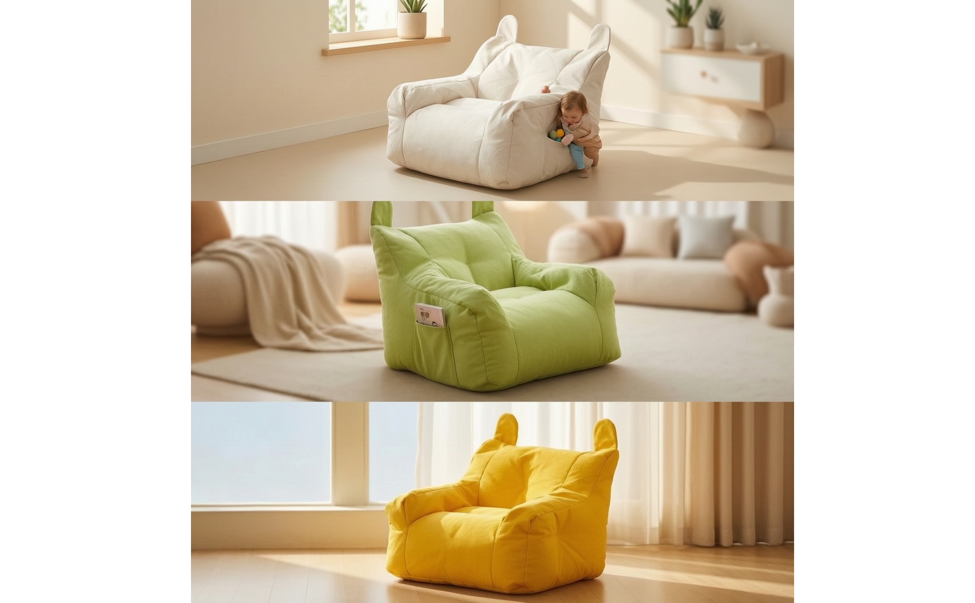Floor Sofa with Ears Soft Children Sofa Padded for Playroom, Bedroom, Toddlers