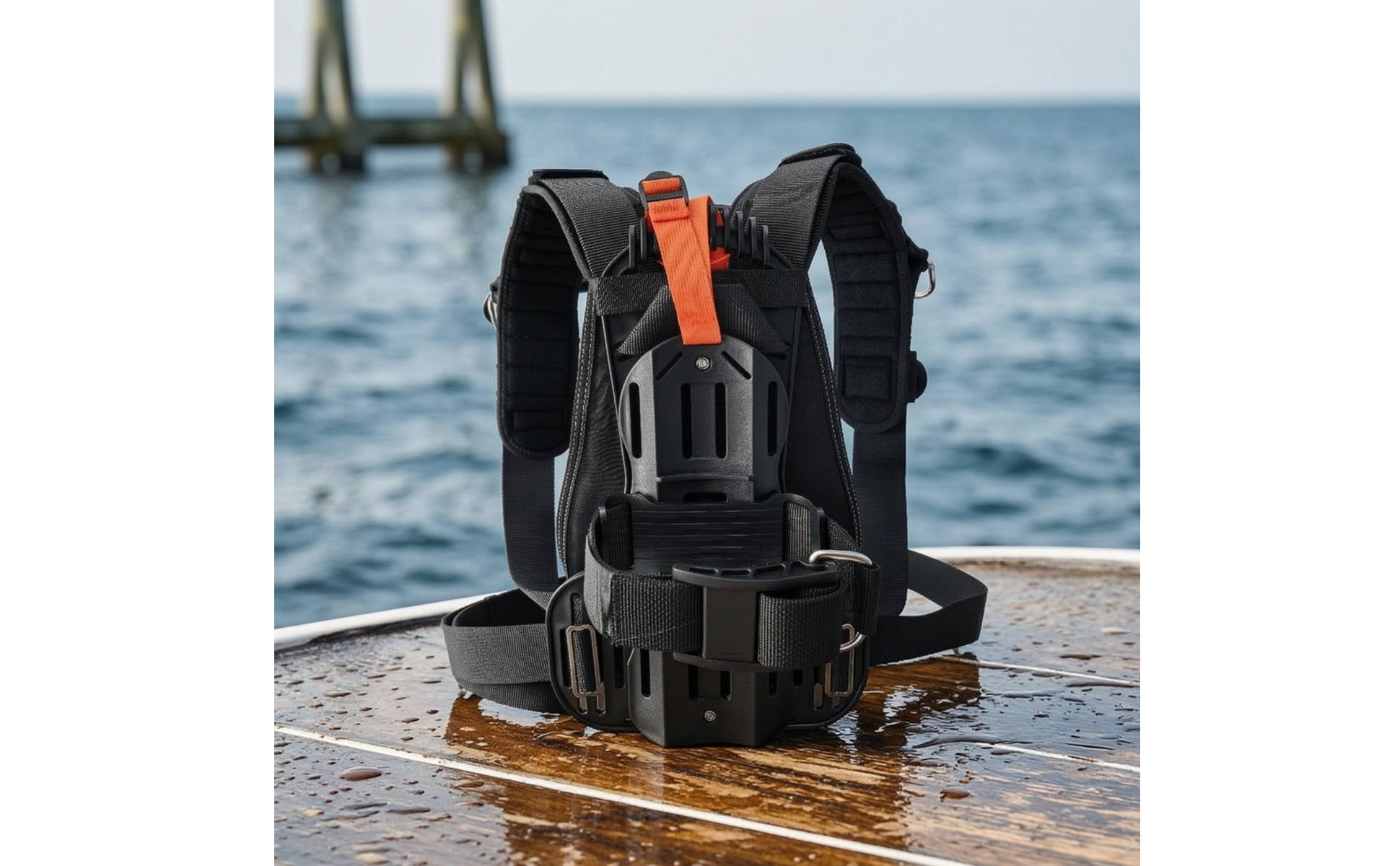 Scuba Tank Back Frame Rigid Dive Backplate Harness Vented for Divers, Snorkelers