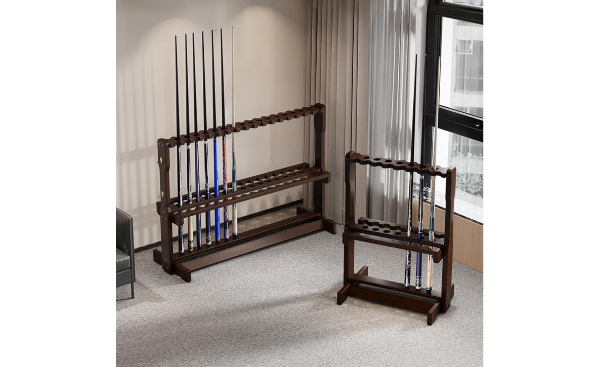 Floor Standing Pool Cue Rack Freestanding Cue Rack with Pegs Wooden