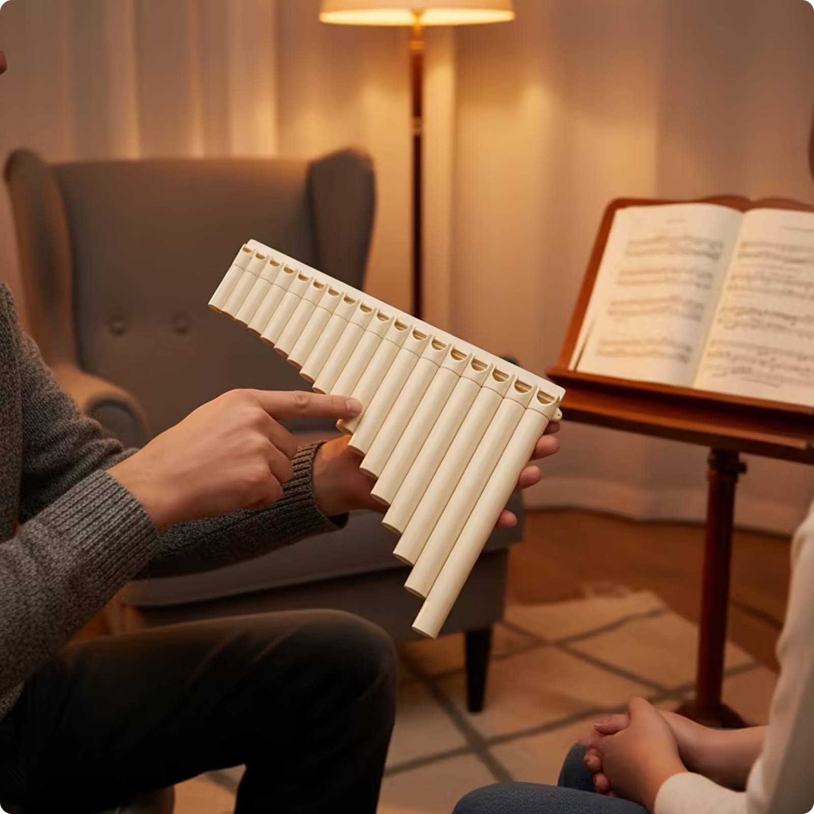 Panflöte mit Tragetasche gebogen Panpipe tragbar für Schule, Kinder