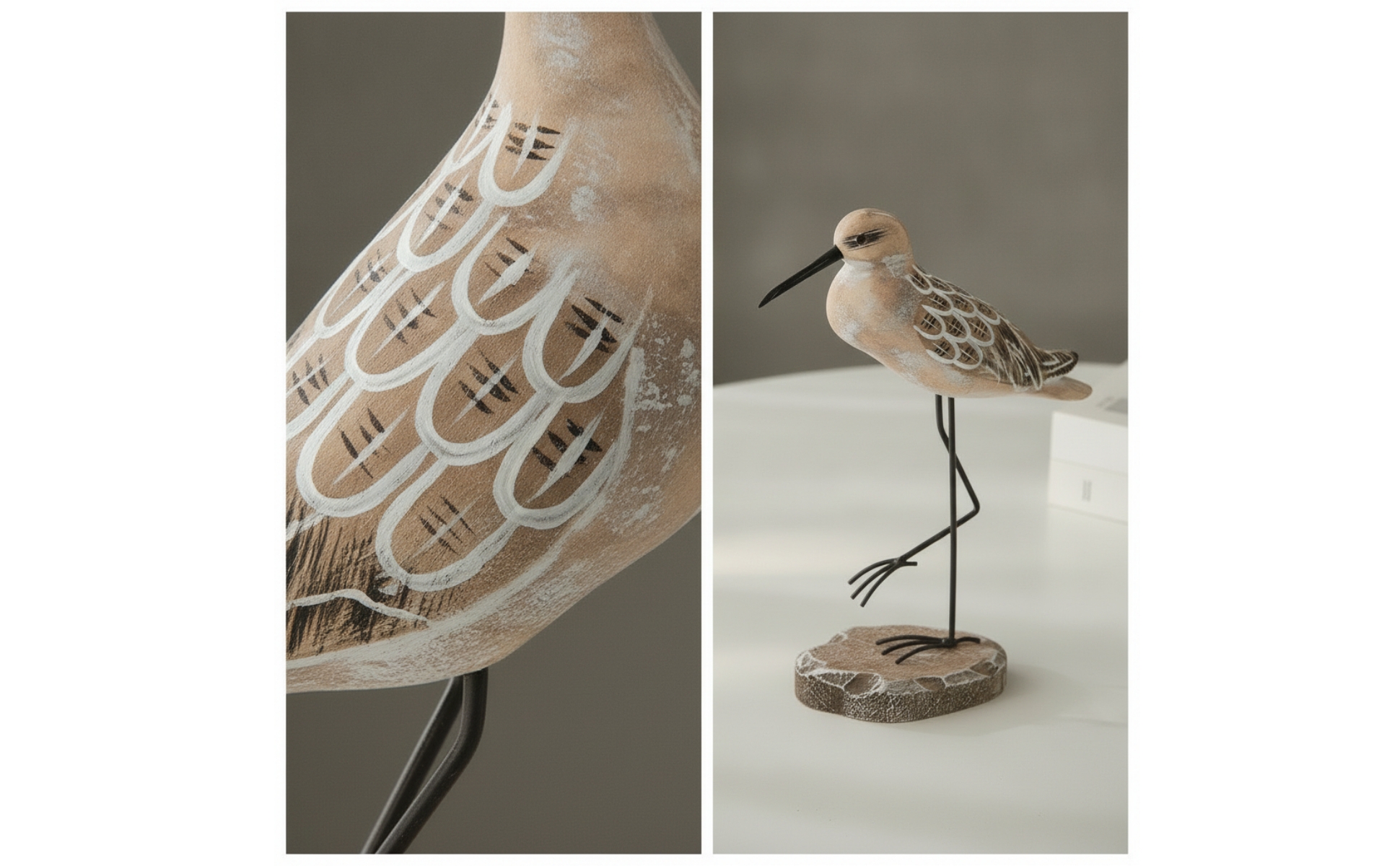 2 Stück Vogelfigur Maritim Vogel-Dekofigur Geschnitzt für Regal, Dekoliebhaber