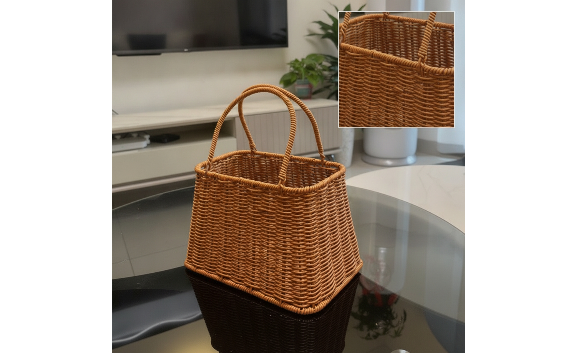 Tragekorb mit Griff handgeflochten Korb mit Griff trapezförmig für Floristen