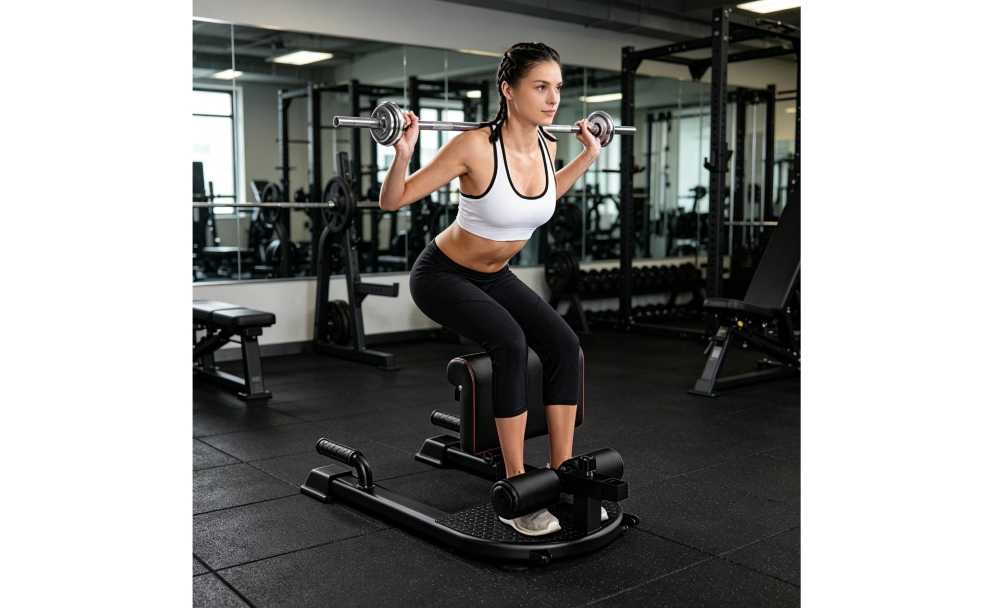 Sissy Squat Bench Padded Squat Coach with Leg Support Compact