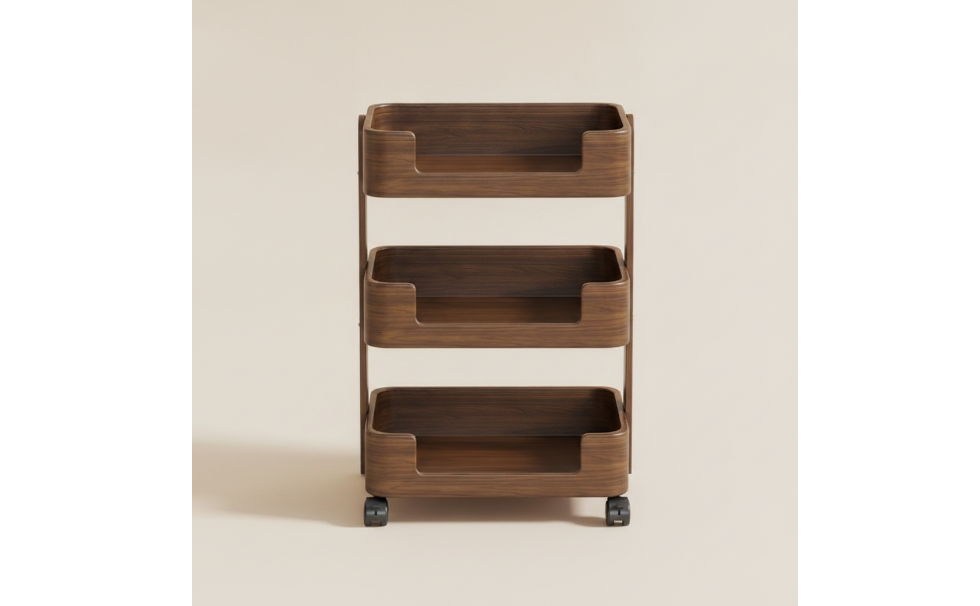 Chariot de Rangement à Trois Niveaux Mobile Chariot de Rangement En Bois Compact