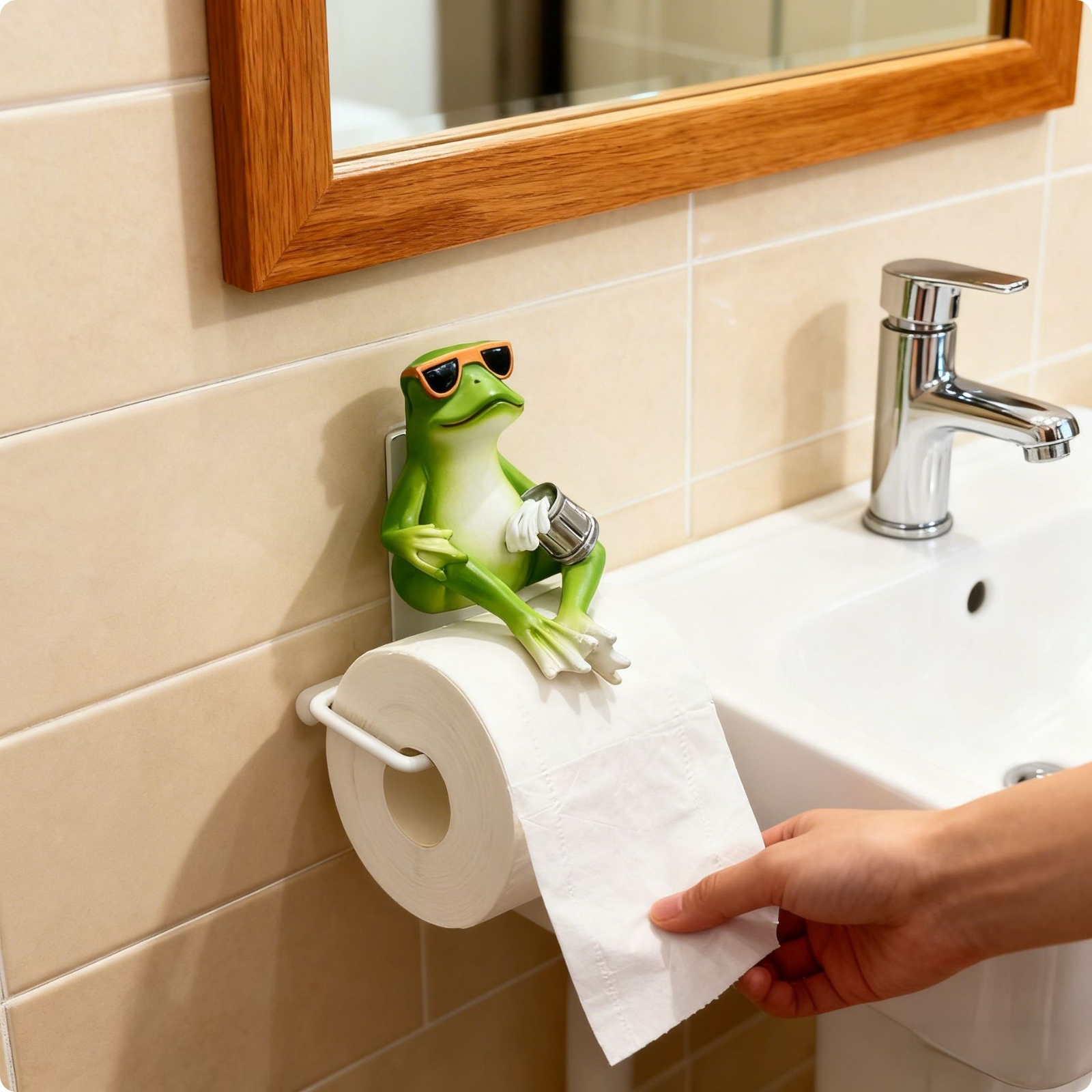 Frog Toilet Tissue Holder Playful Hardware Wall-Mounted for Powder Room