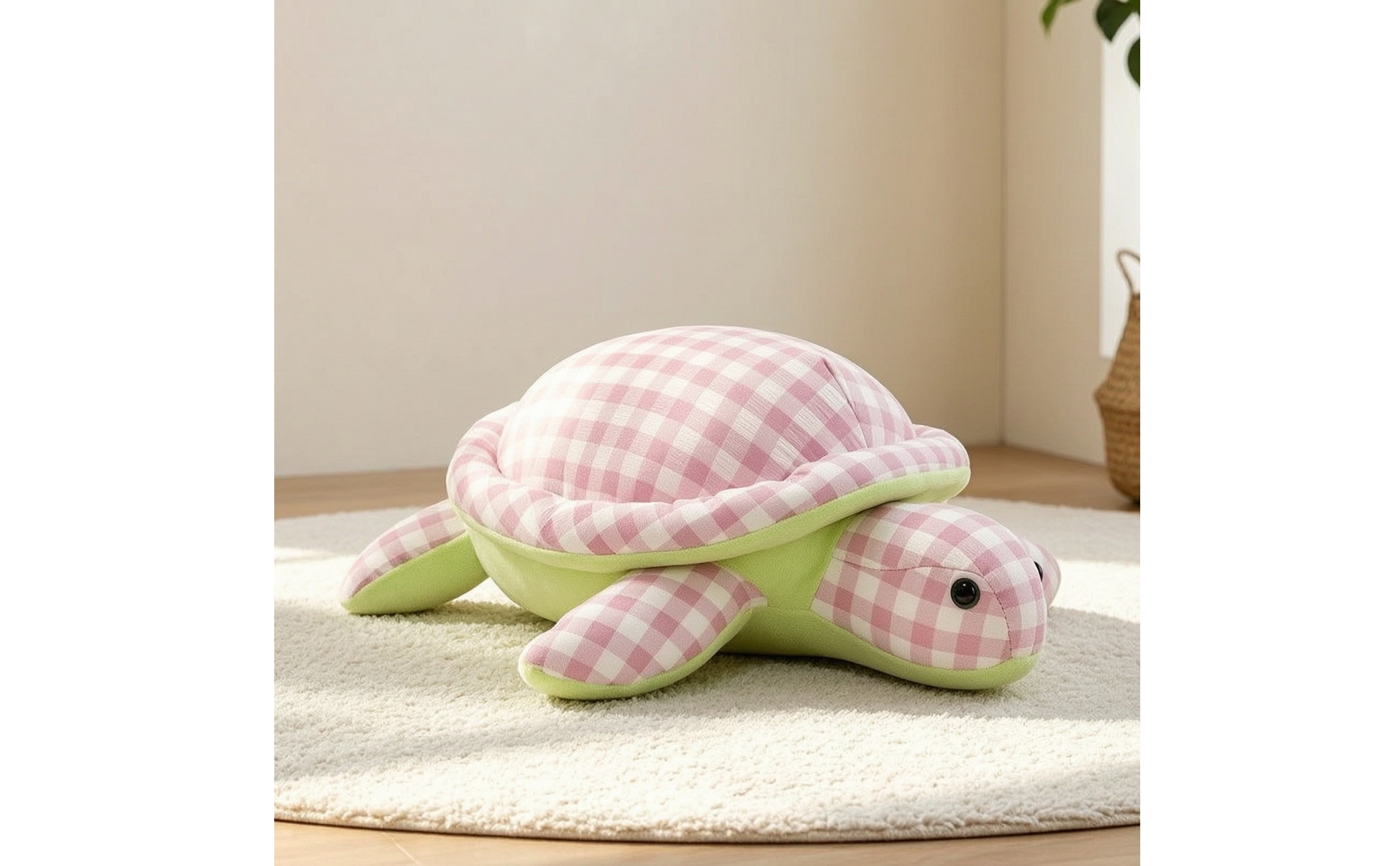 Plüschschildkröte kariert Schildkröten-Plüschkissen weich für Sofa, Bett, Kinder