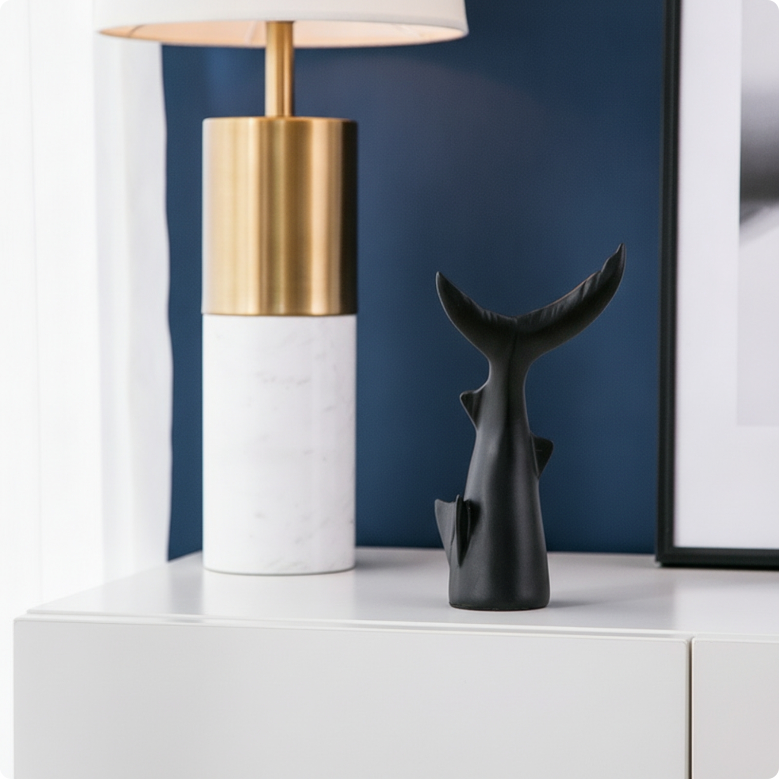 Fish Tail Sculpture Minimalist Abstract Sculpture Desktop for Living Room