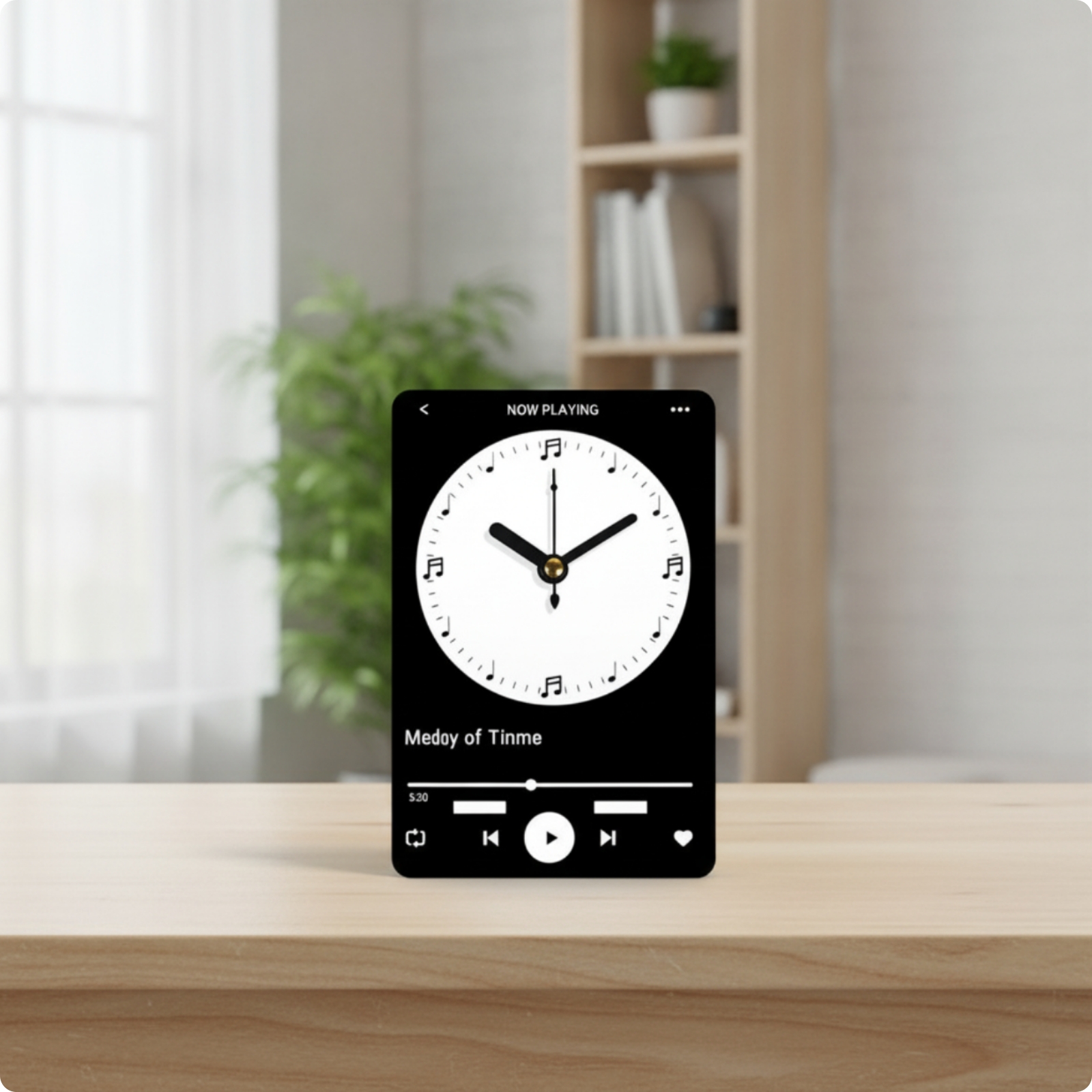 Musikplayer-Tischuhr Playback-Optik Wohnaccessoire Flache Front für