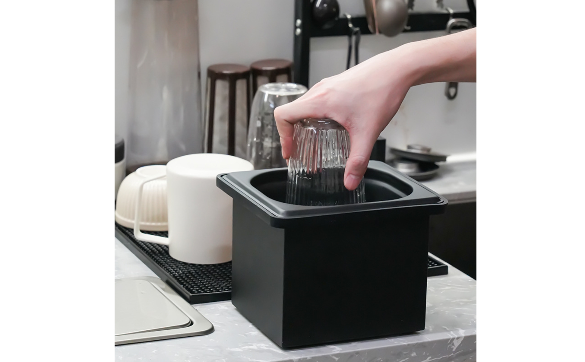 Countertop Cup Washer Compact Countertop Glass Rinser Matte Black for Bartenders