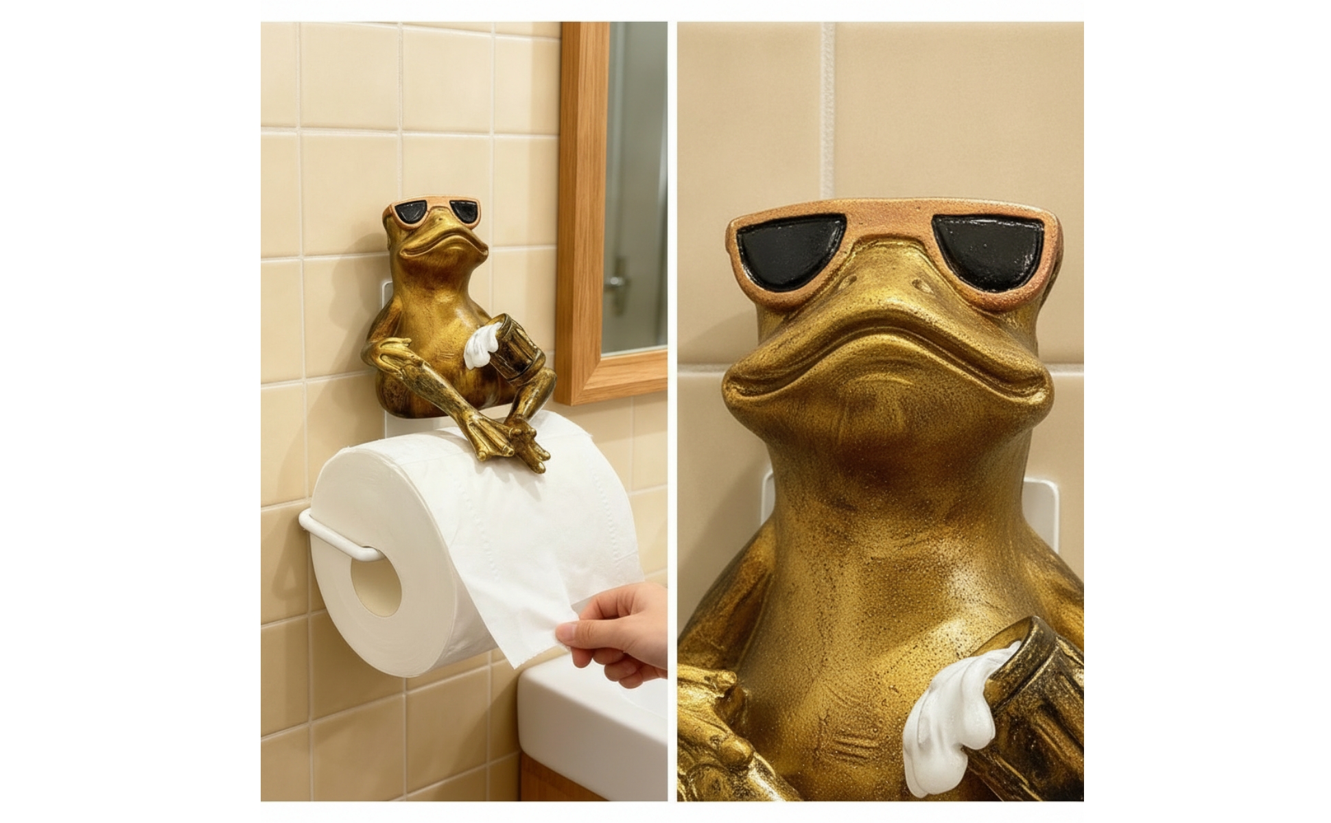 toilettenpapierhalter mit Froschfigur originell klopapierhalter mit Frosch