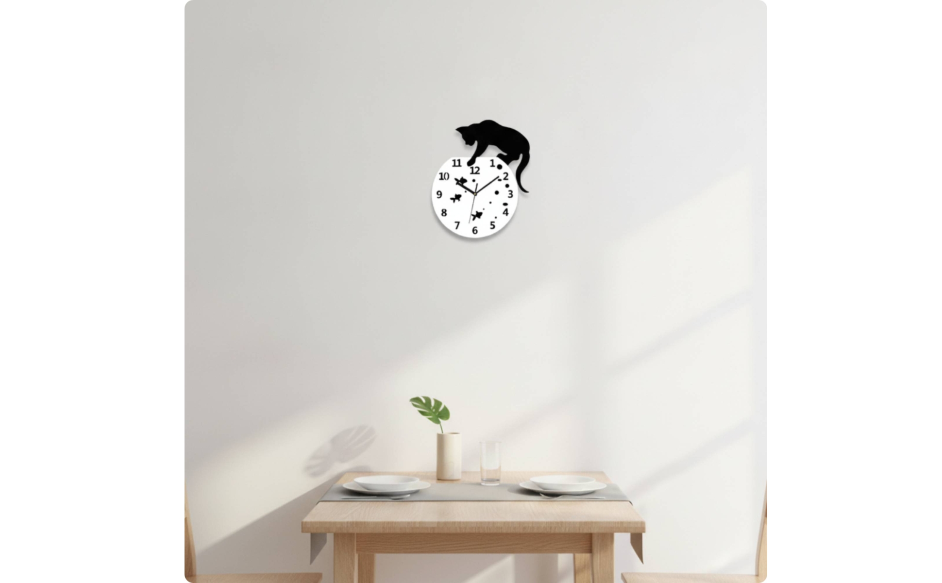 Wall Clock with Cat Silhouette Artistic Cat Silhouette Wall Clock Analog