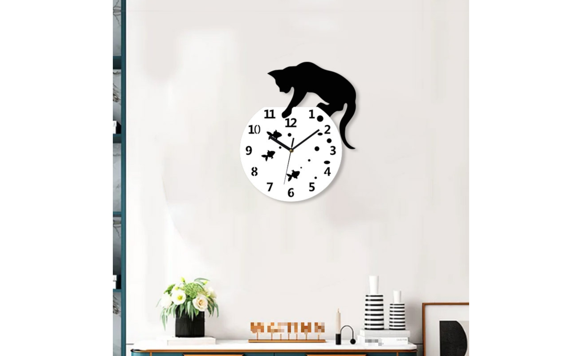 Wall Clock with Cat Silhouette Artistic Cat Silhouette Wall Clock Analog