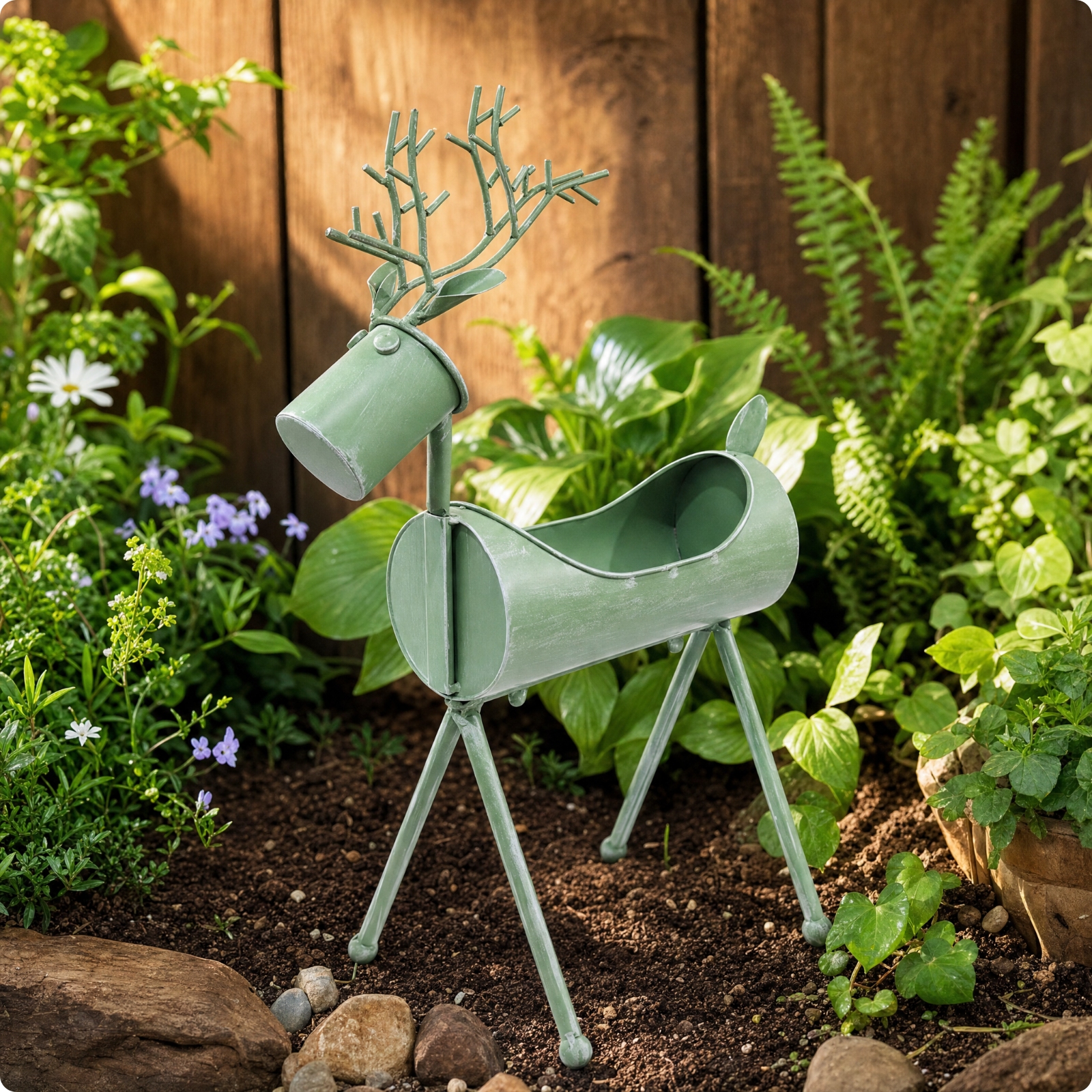 Deer Planter Metal Planter with Antlers Decorative for Balcony