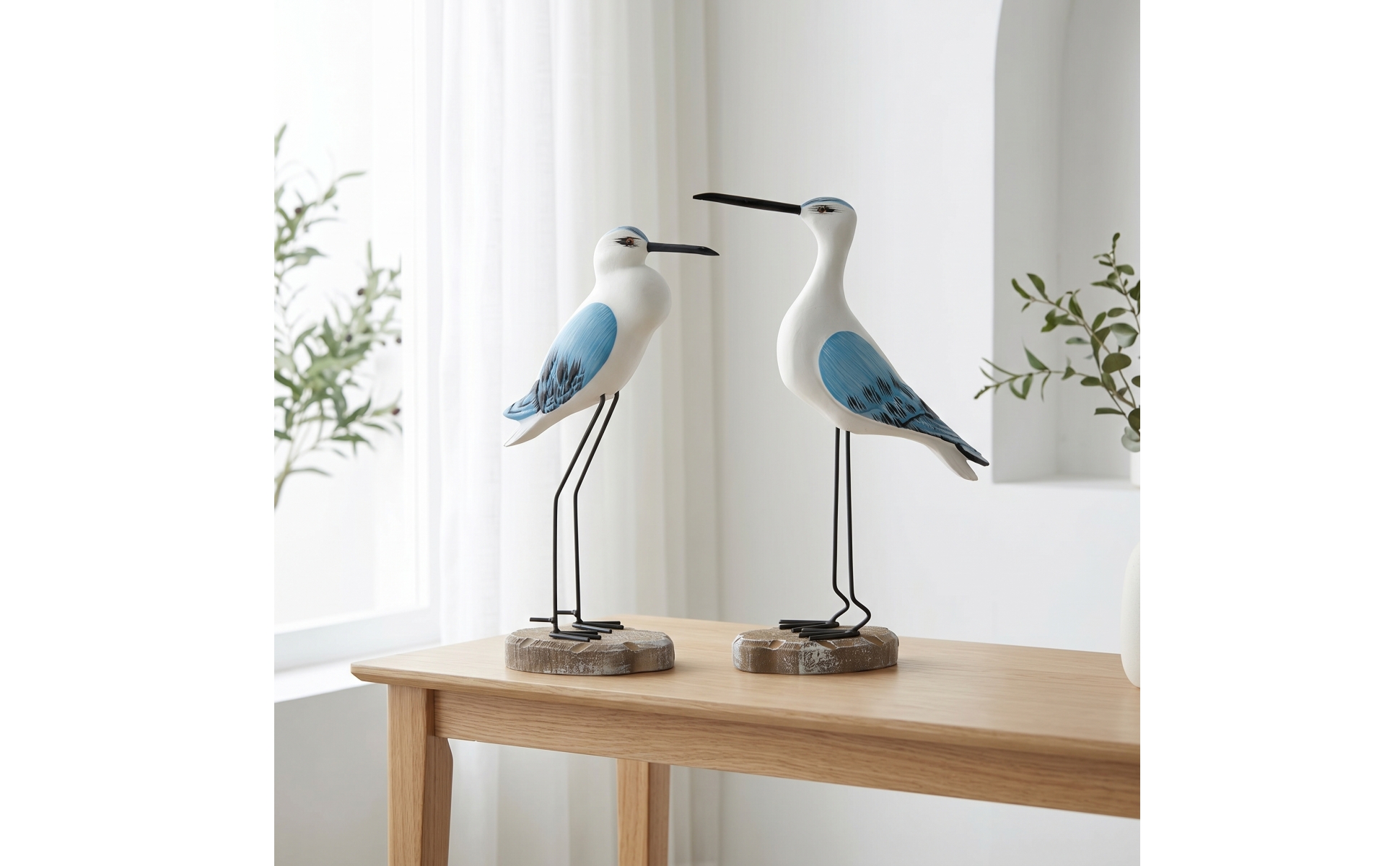 2 Stück Vogelfigur Maritim Vogel-Dekofigur Geschnitzt für Regal, Dekoliebhaber