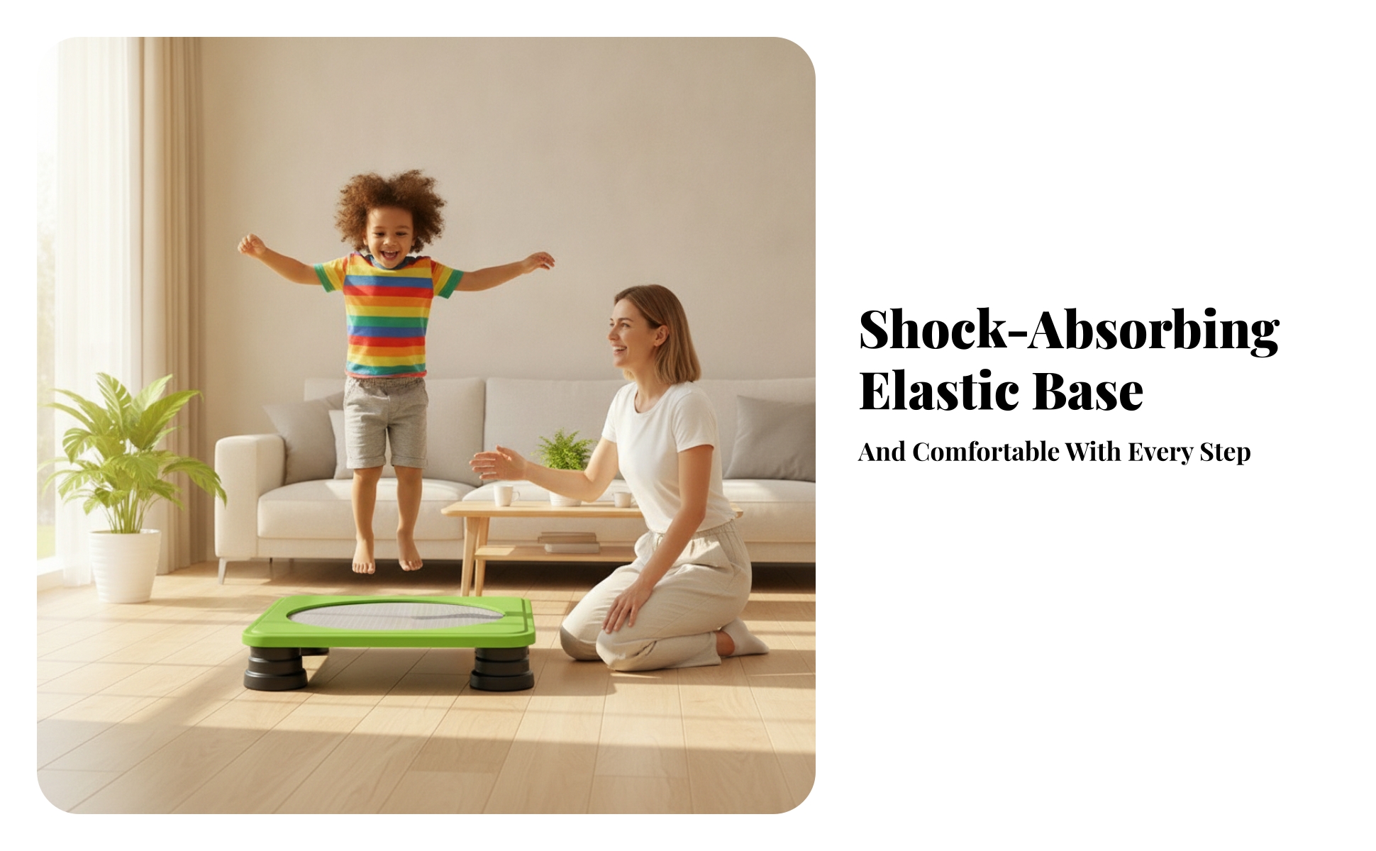 Kids Trampoline Rounded Corners Square Trampoline Spring-Style Feet for Children