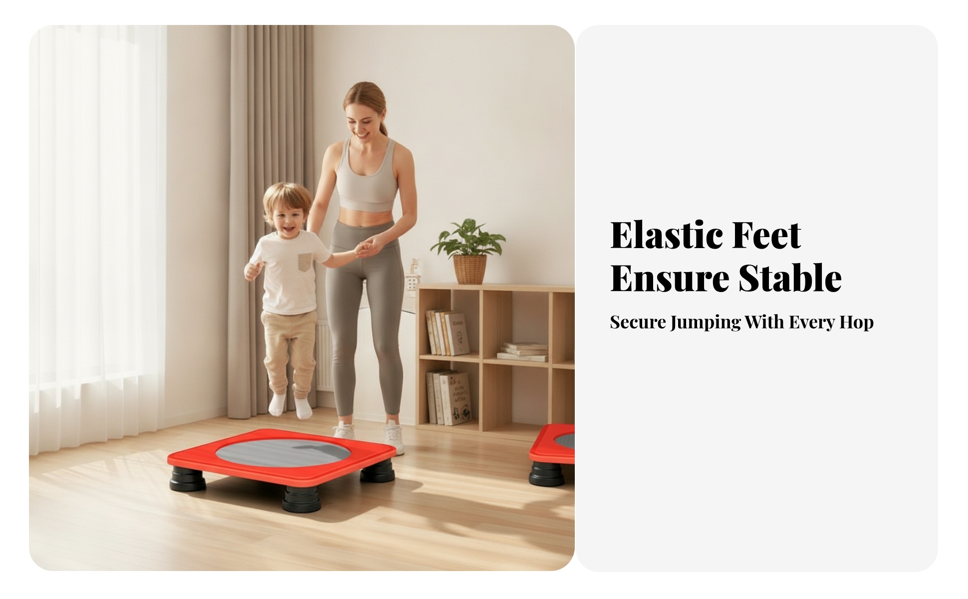Kids Trampoline Rounded Corners Square Trampoline Spring-Style Feet for Children