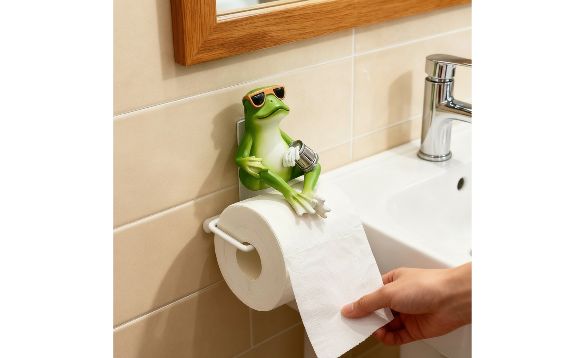 toilettenpapierhalter mit Froschfigur originell klopapierhalter mit Frosch