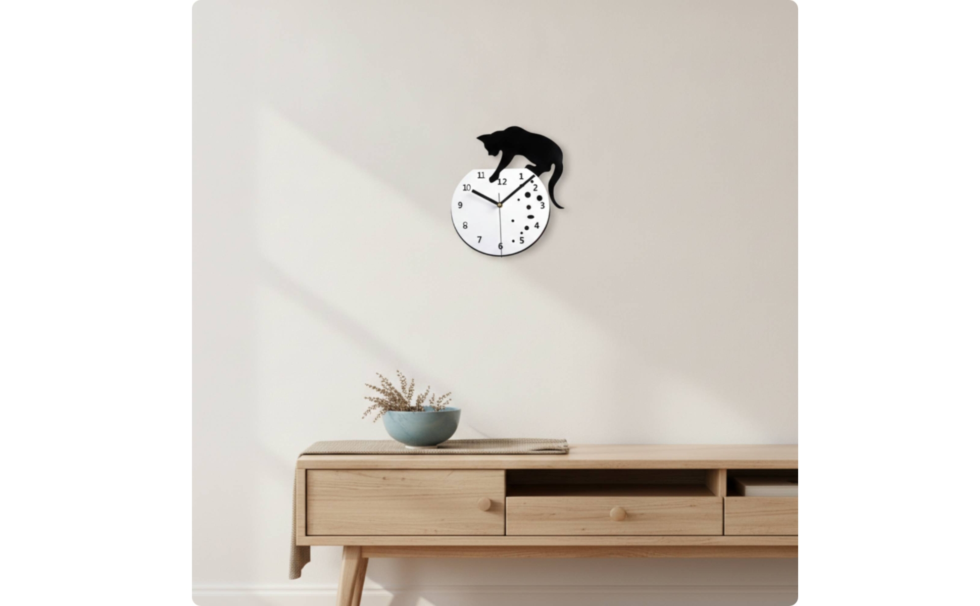 Wall Clock with Cat Silhouette Artistic Cat Silhouette Wall Clock Analog