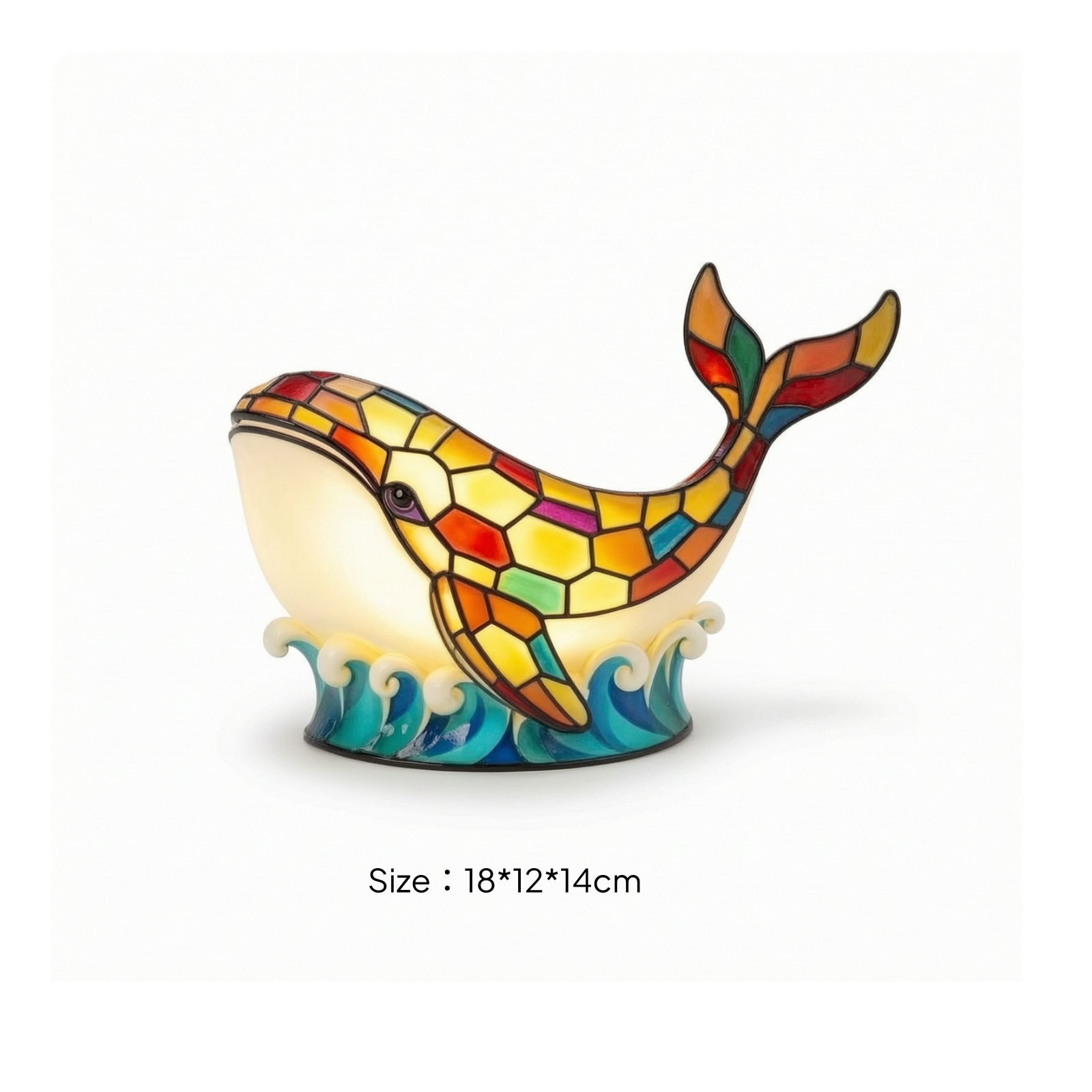 Whale Lamp with Wave Base Resin Whale Night Light Decorative for Reading Corner