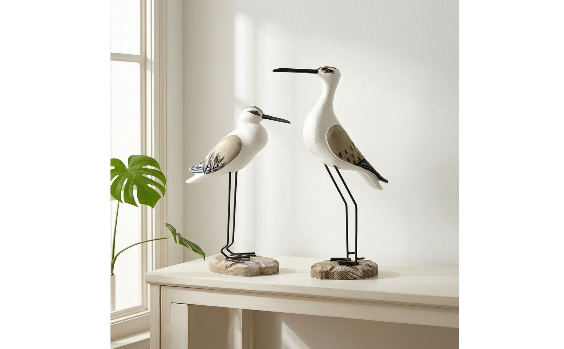 2 Stück Vogelfigur Maritim Vogel-Dekofigur Geschnitzt für Regal, Dekoliebhaber
