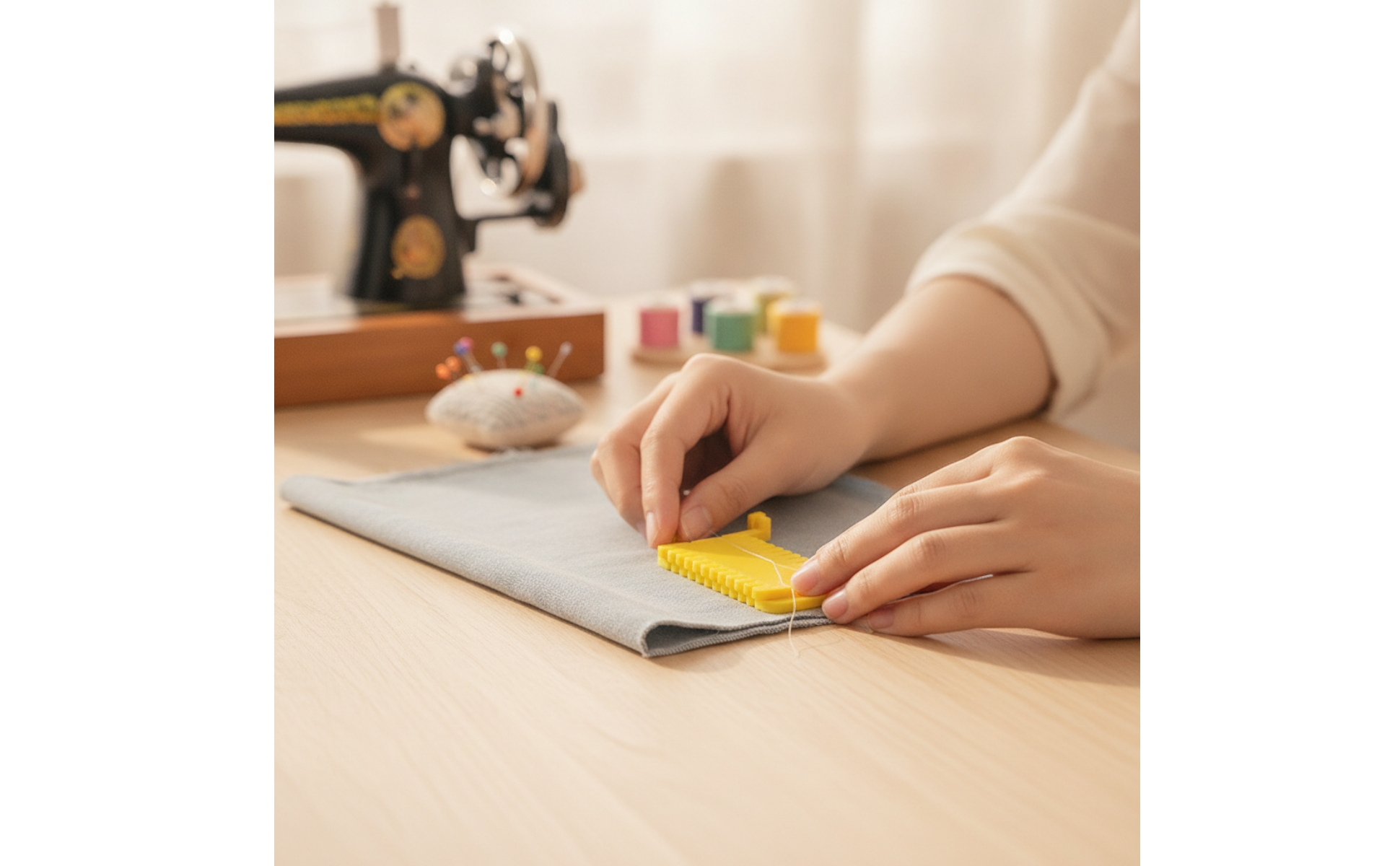 Sewing Guide with Clips Adjustable Seam Guide with Clip Handheld for Quilters