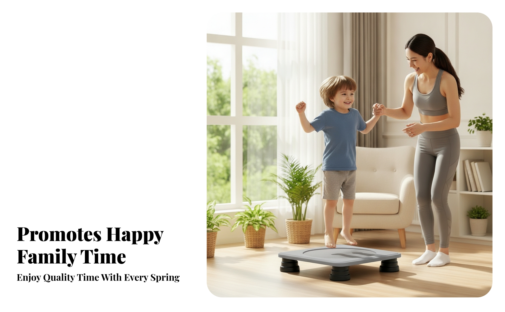 Kids Trampoline Rounded Corners Square Trampoline Spring-Style Feet for Children