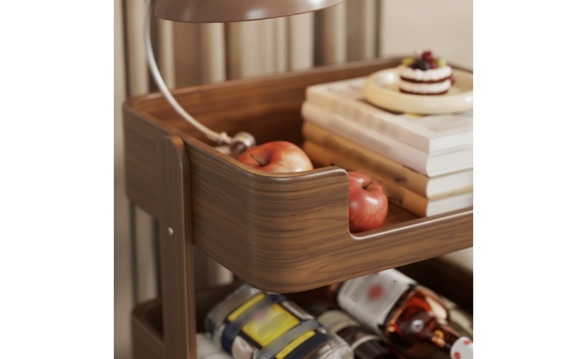 Chariot de Rangement à Trois Niveaux Mobile Chariot de Rangement En Bois Compact