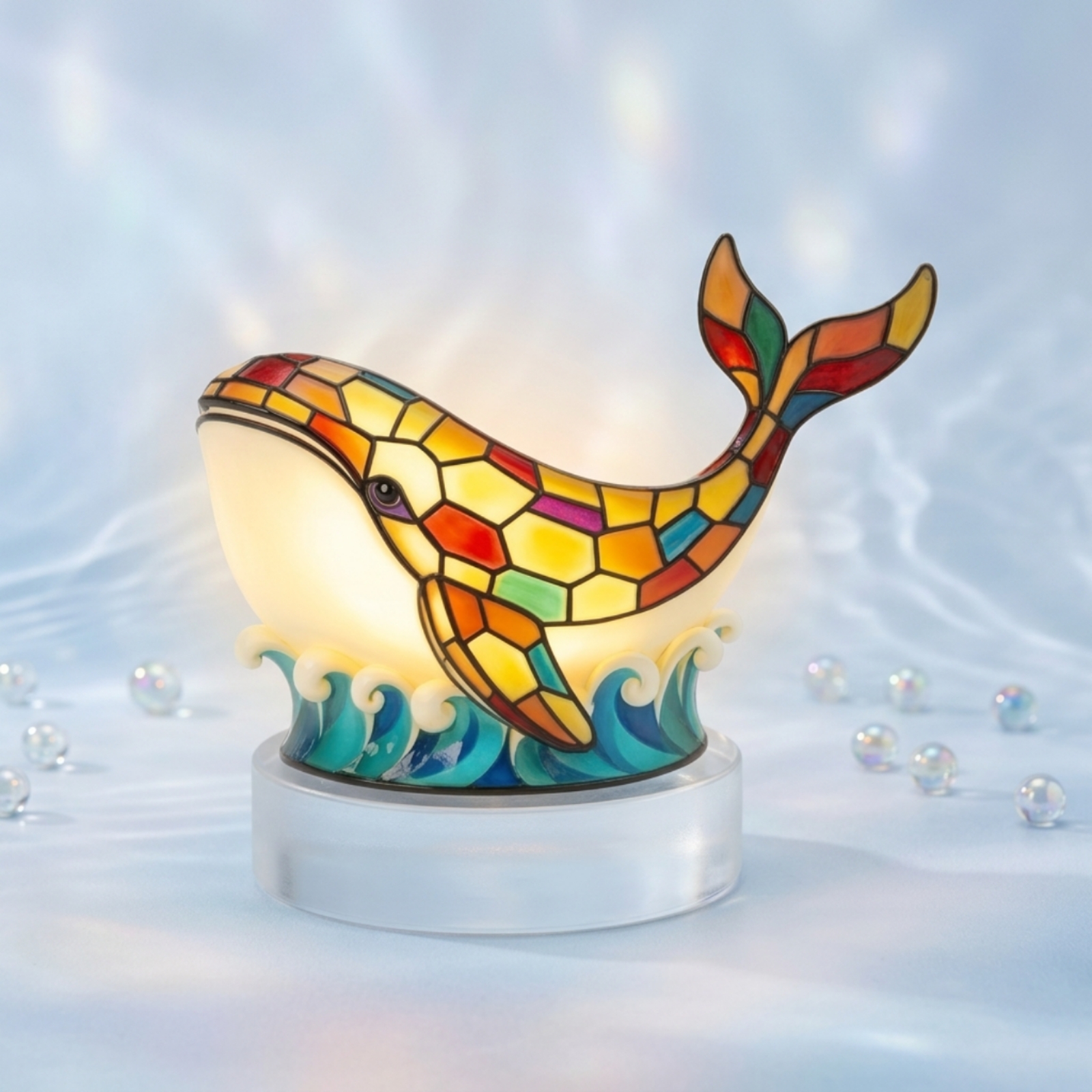 Whale Lamp with Wave Base Resin Whale Night Light Decorative for Reading Corner - Produktbild 3