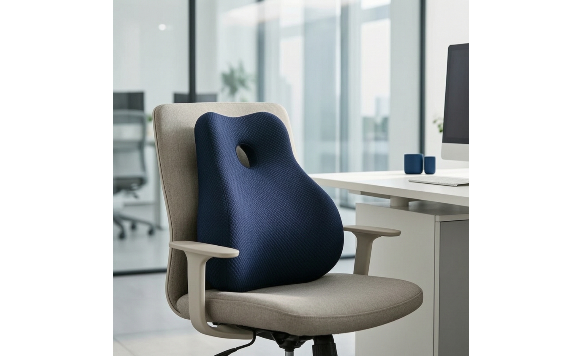 Rückenstütze mit Memory-Schaum ergonomisch Lendenwirbelkissen druckentlastend