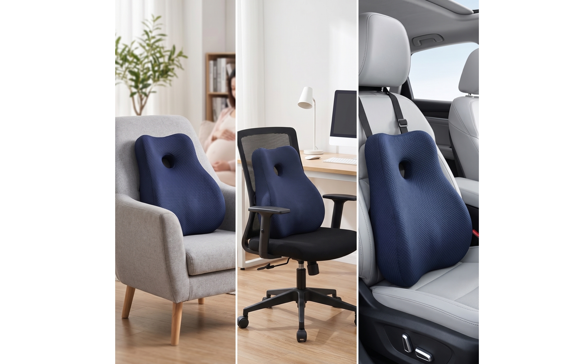 Rückenstütze mit Memory-Schaum ergonomisch Lendenwirbelkissen druckentlastend