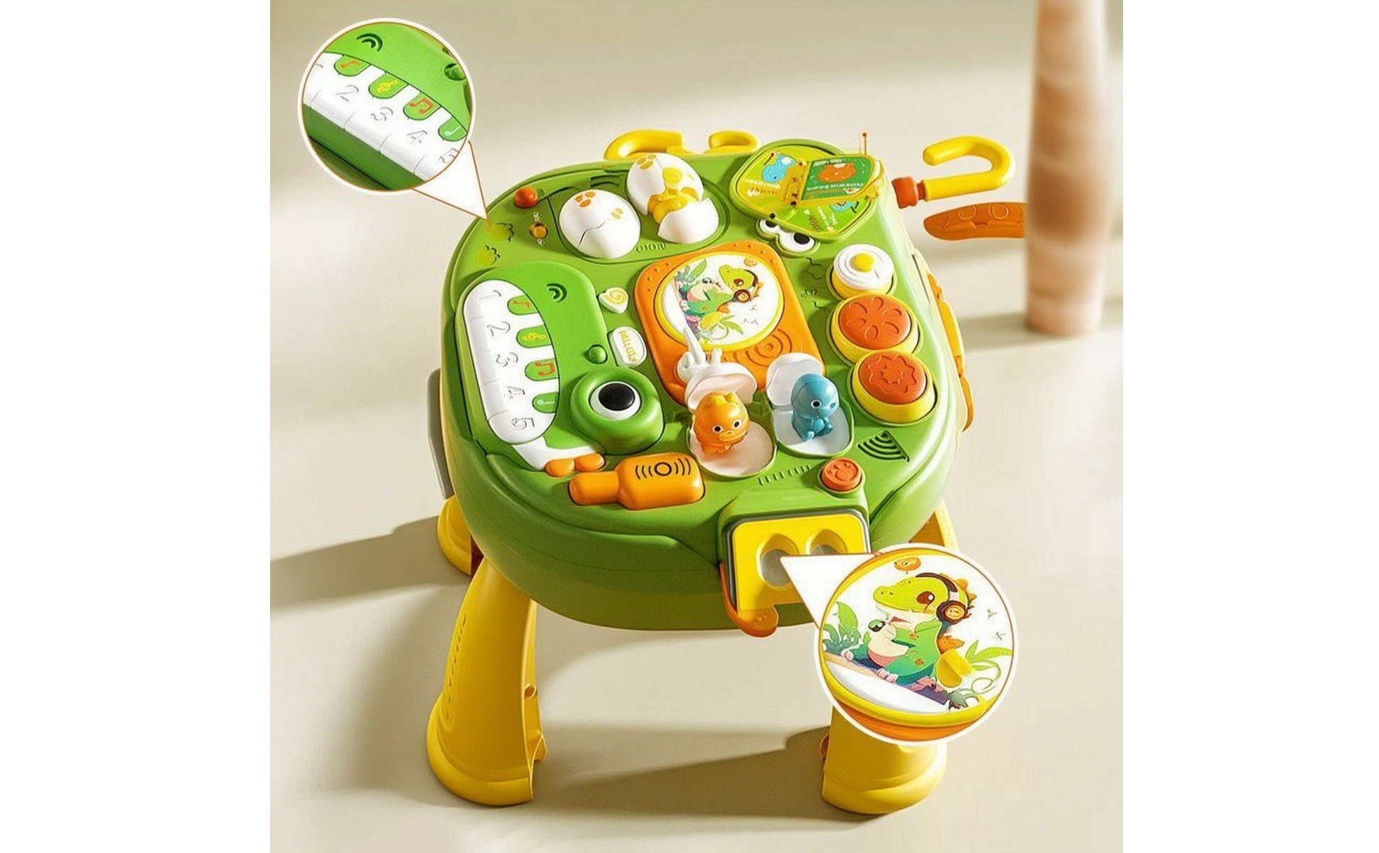 Dinosaur Activity Table Educational Toy Table with Piano Interactive for Nursery