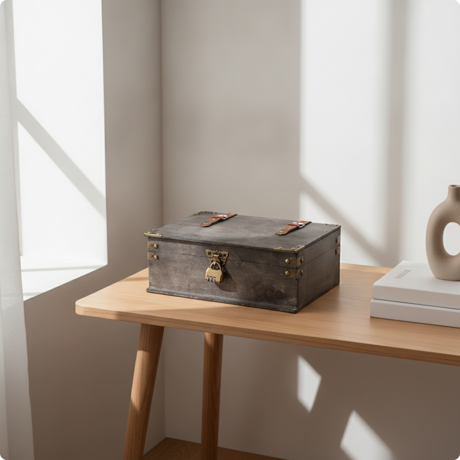 Wooden Storage Box with Lid Rustic Wooden Box with Hinged Lid Sturdy for