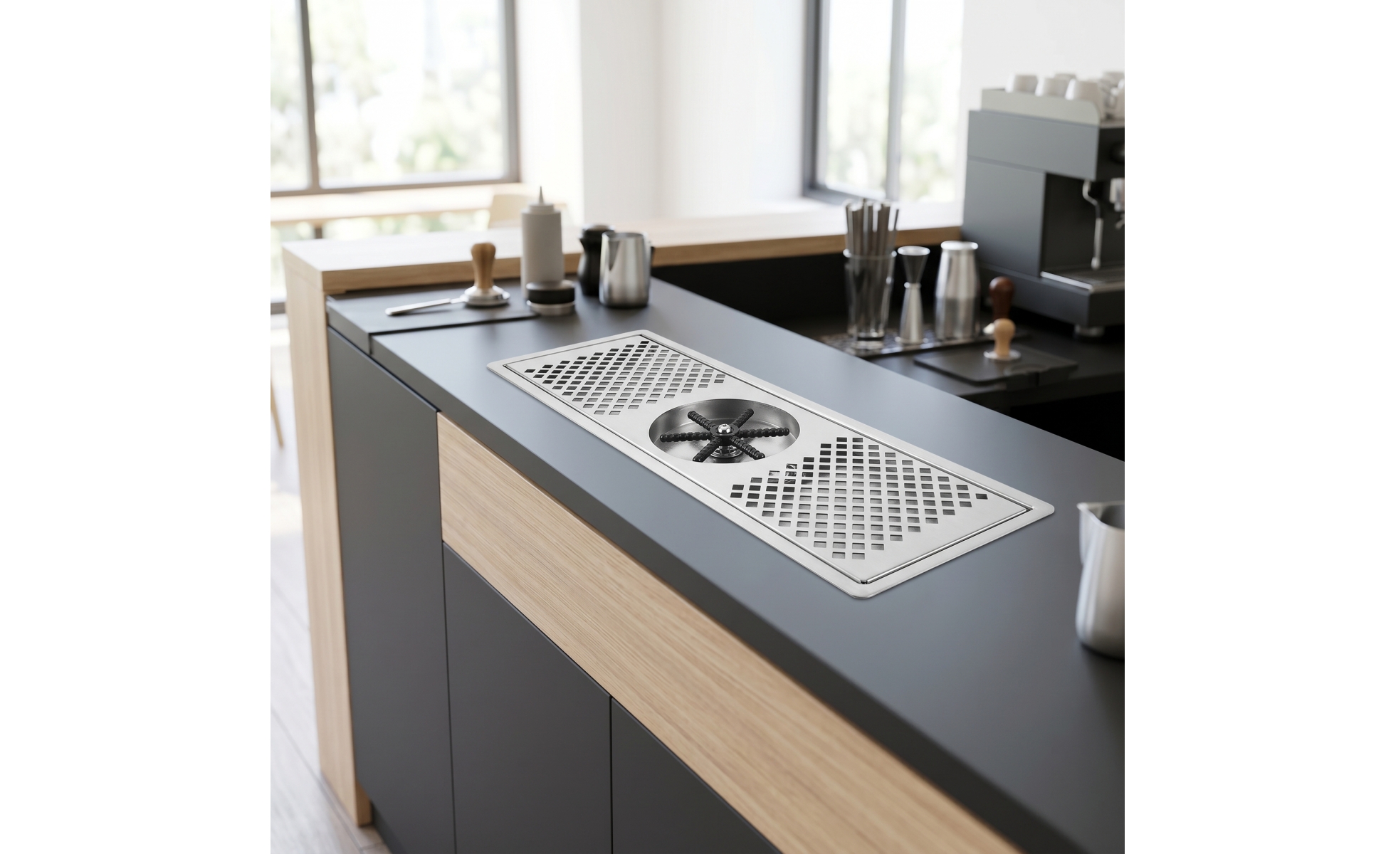 Einbau-Gläserspüler Edelstahl 304 Gläserspülbecken Gebürstet für Theke, Baristas