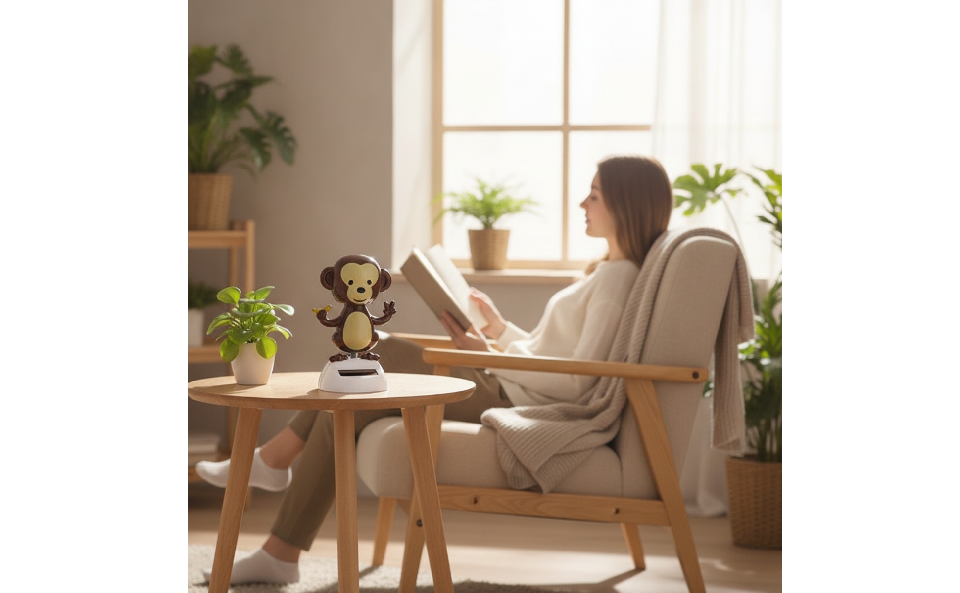 Solar-Powered Dancing Monkey Wobbling Solar Monkey Ornament Cute for Drivers