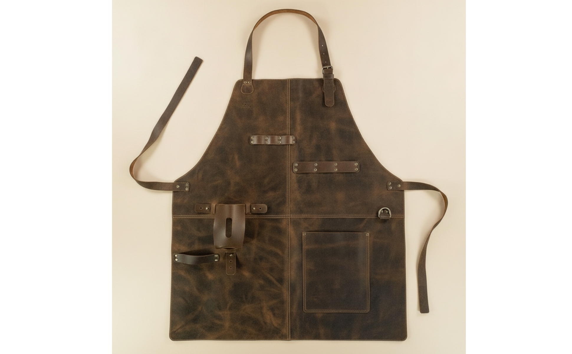PU Leather Apron Vintage Apron with Pockets Adjustable for Workshop, Woodworkers