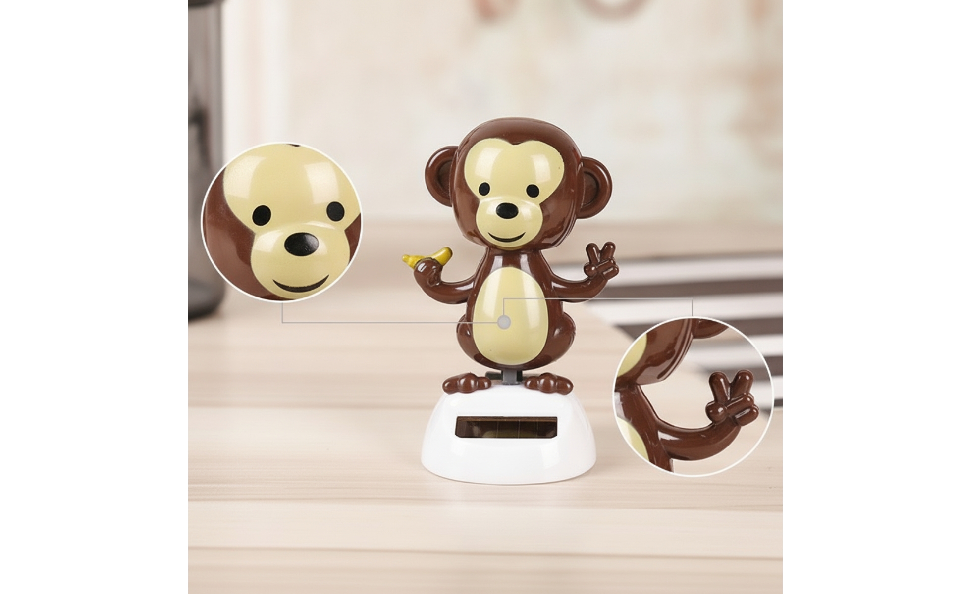 Solar-Powered Dancing Monkey Wobbling Solar Monkey Ornament Cute for Drivers