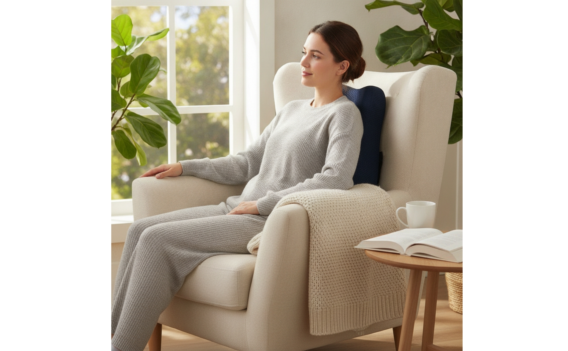 Rückenstütze mit Memory-Schaum ergonomisch Lendenwirbelkissen druckentlastend