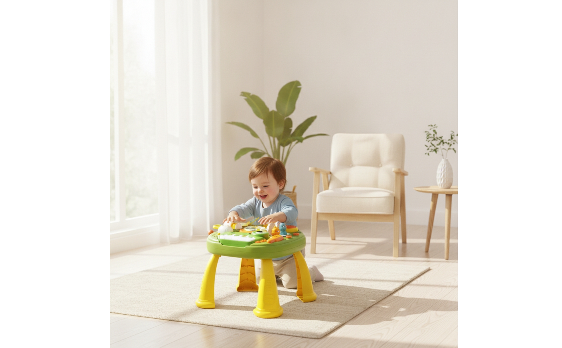 Dinosaur Activity Table Educational Toy Table with Piano Interactive for Nursery