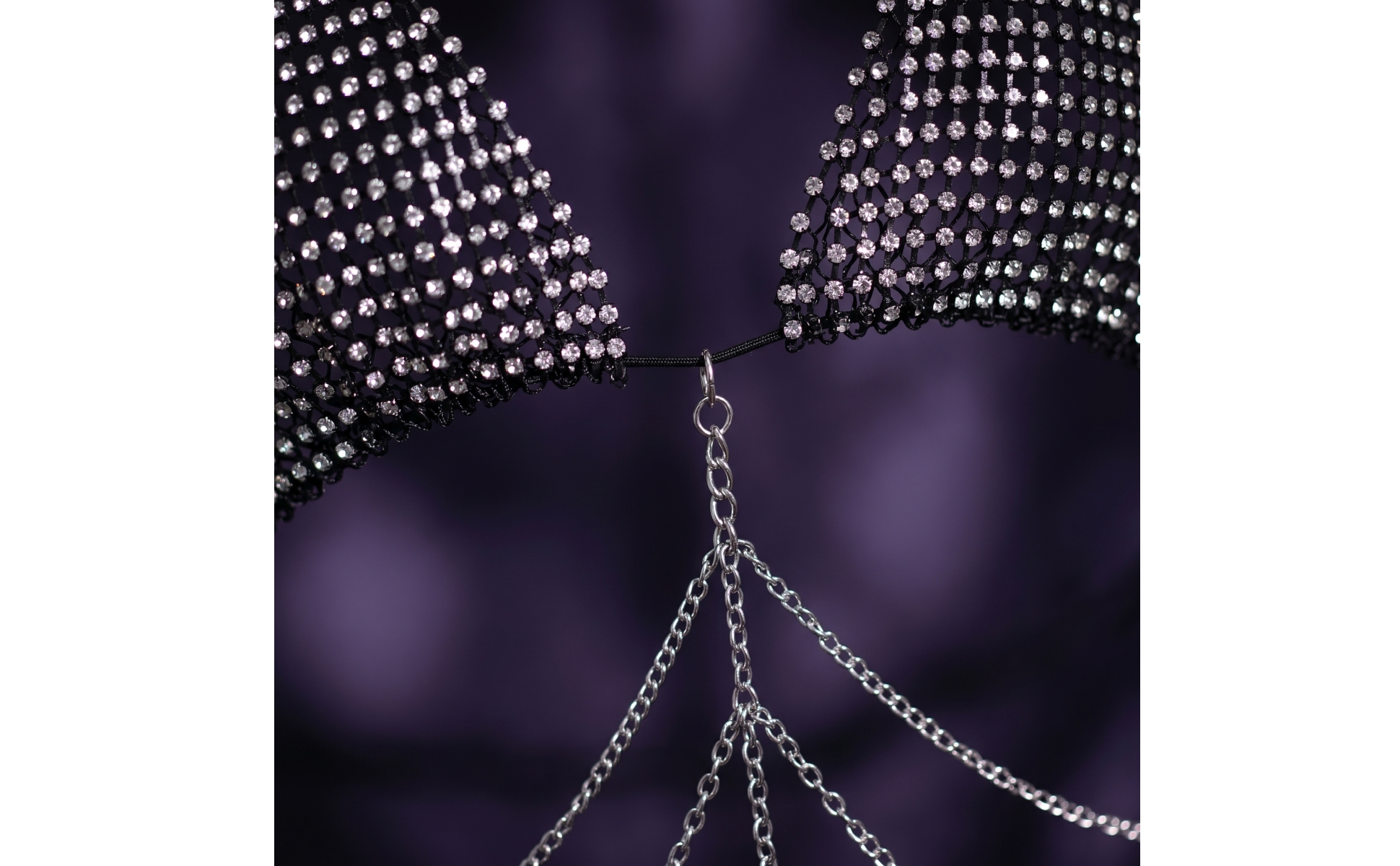 2 Pieces Halter Crop Top and Mini Skirt Set See-Through Rhinestone Mesh Set
