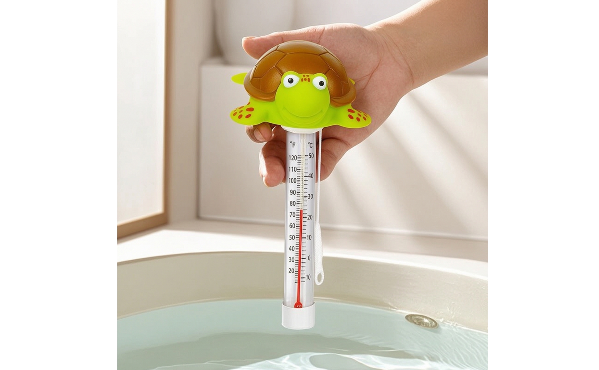 Schwimmendes Thermometer mit Schildkröte schwimmend Schwimmthermometer Analog