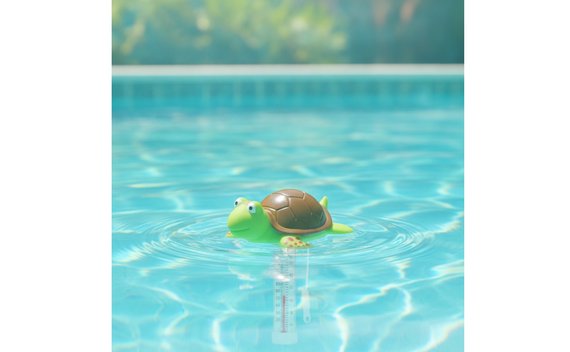 Schwimmendes Thermometer mit Schildkröte schwimmend Schwimmthermometer Analog