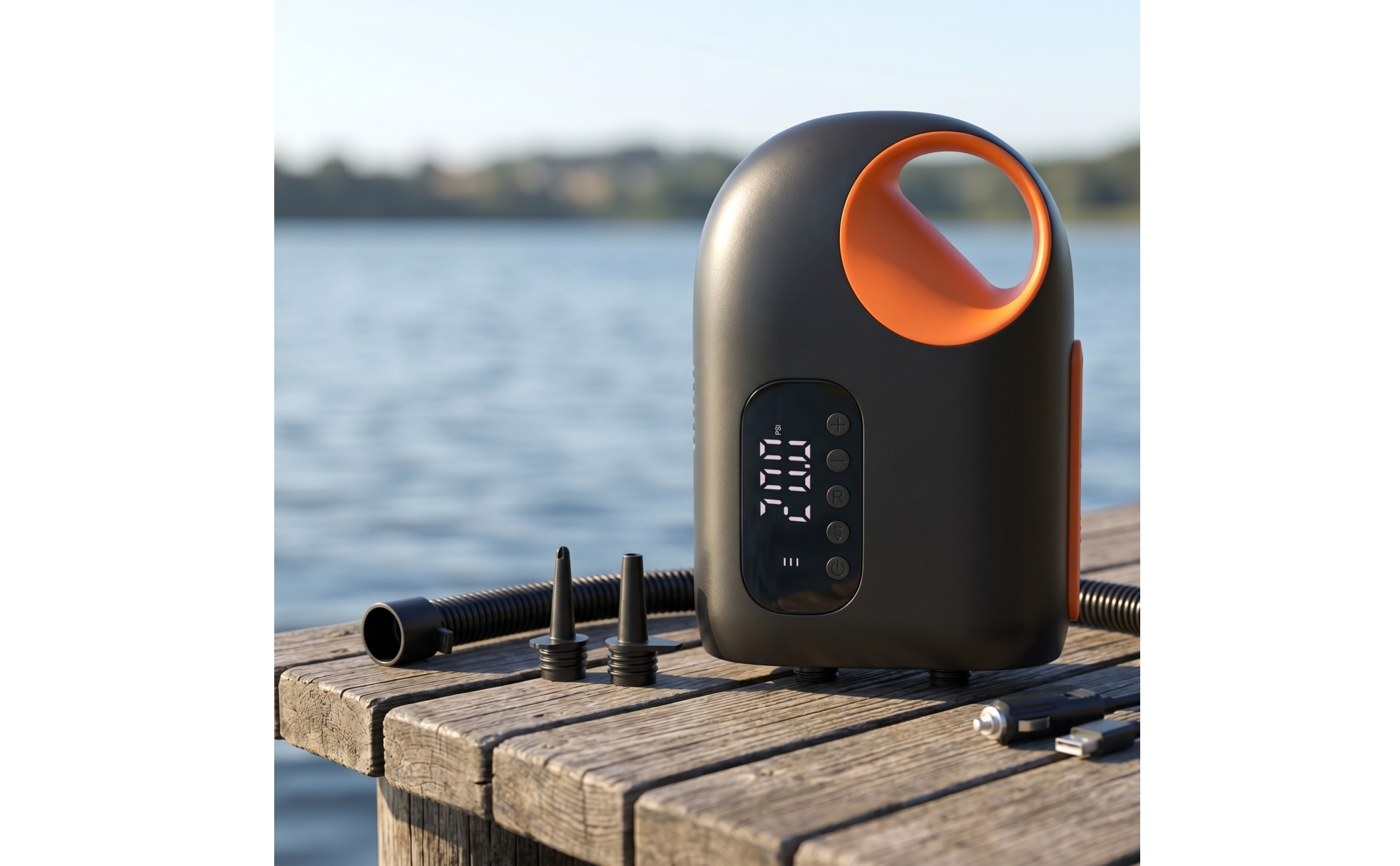 Air Pump with Digital Display 12V Lithium Air Pump Portable for Camping, Campers