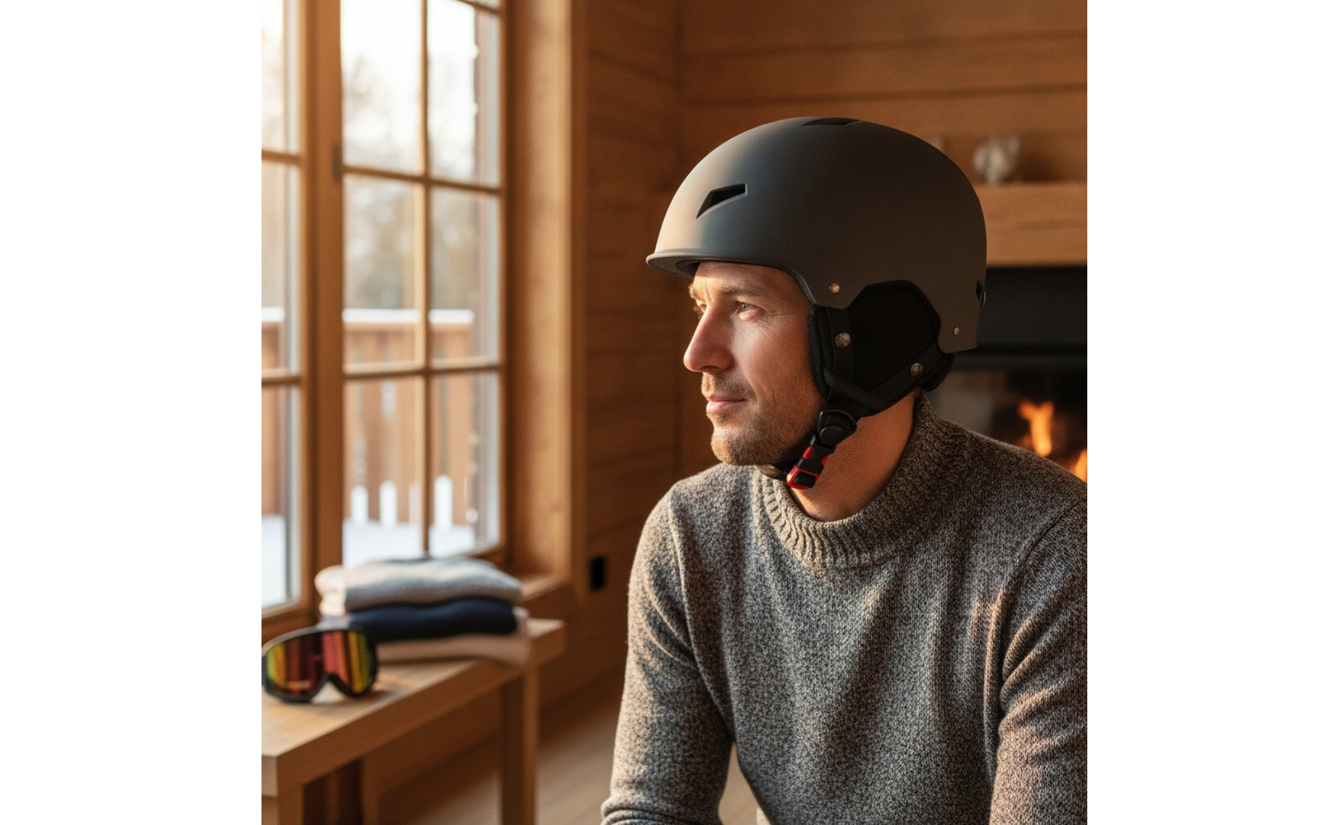 Helm mit Ohrenschützern Gefüttert Skihelm Verstellbar für Skifahrer, Snowboarder