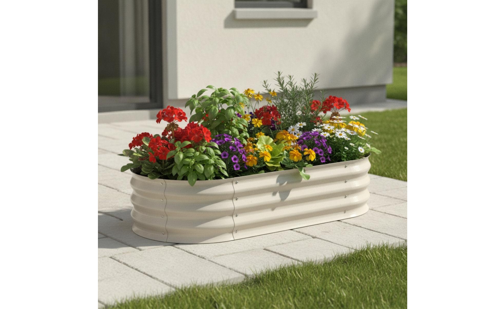 Pflanzkübel aus verzinktem Blech verzinkt Blumenkasten oval für Garten, Terrasse