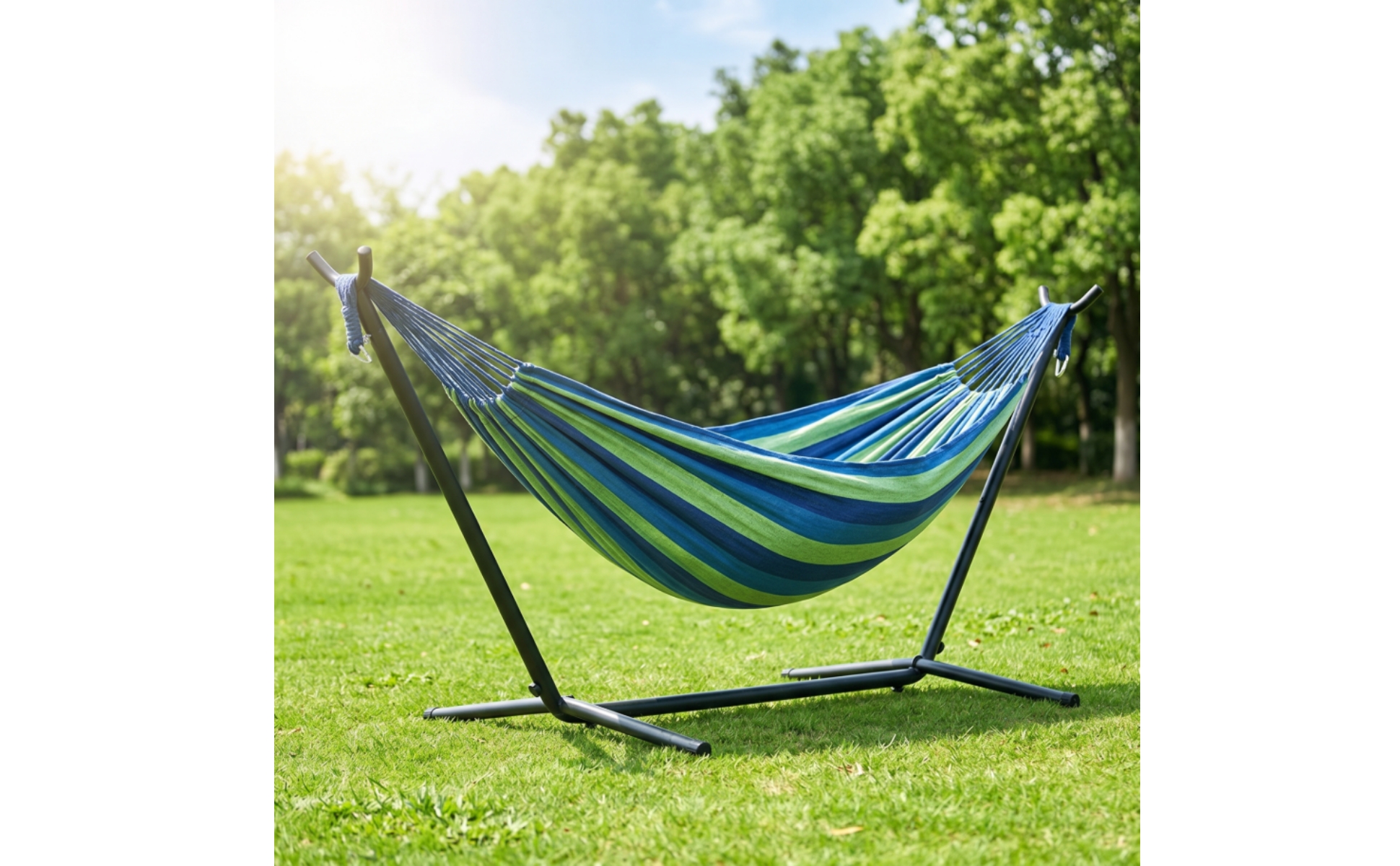 Hanging Bed with Stand 2-Person Freestanding Hanging Bed Portable for Backyard