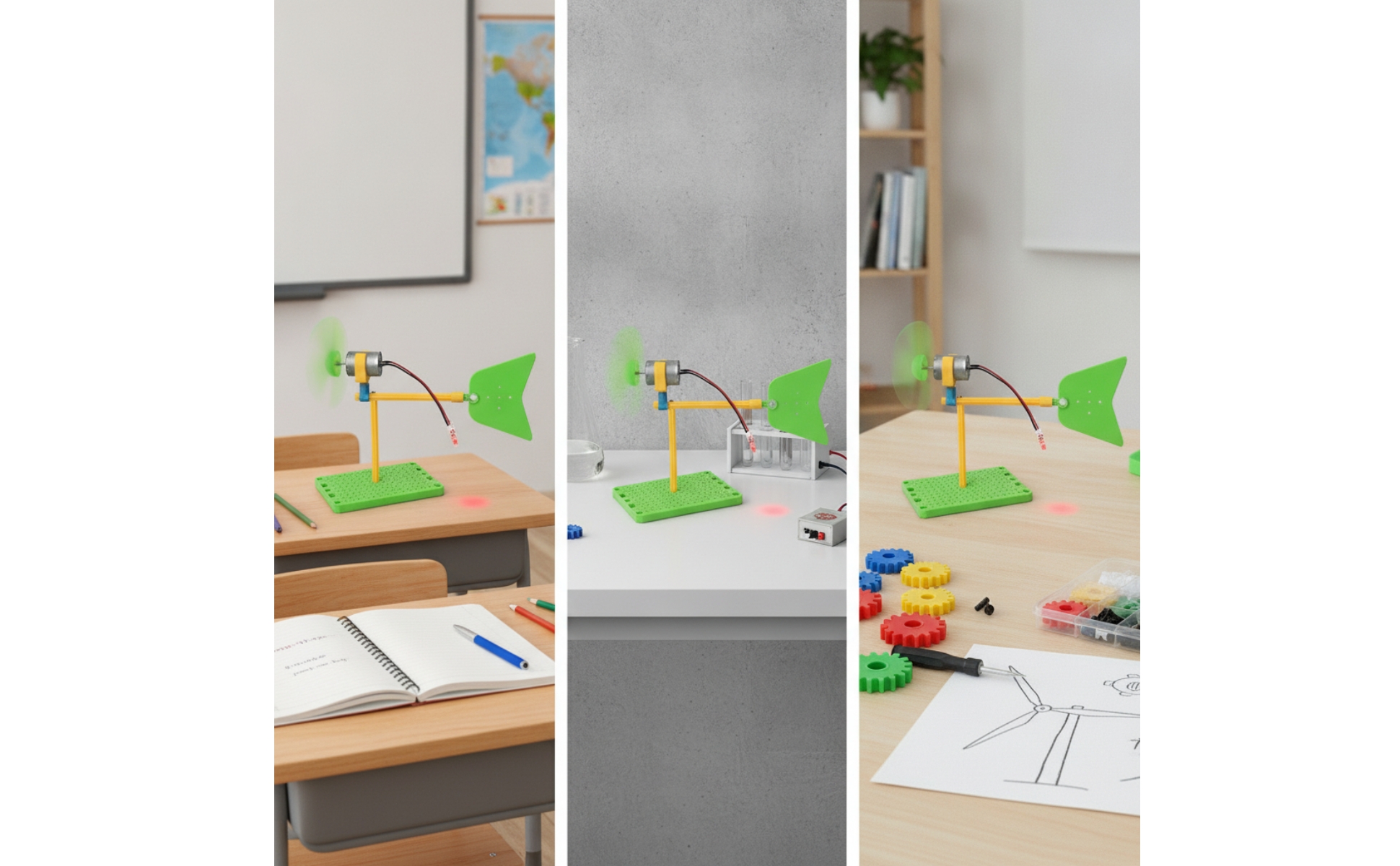 Mini-Windgenerator mit LED Lehrreich DIY-Windkraft-Modell Pädagogisch für Kinder