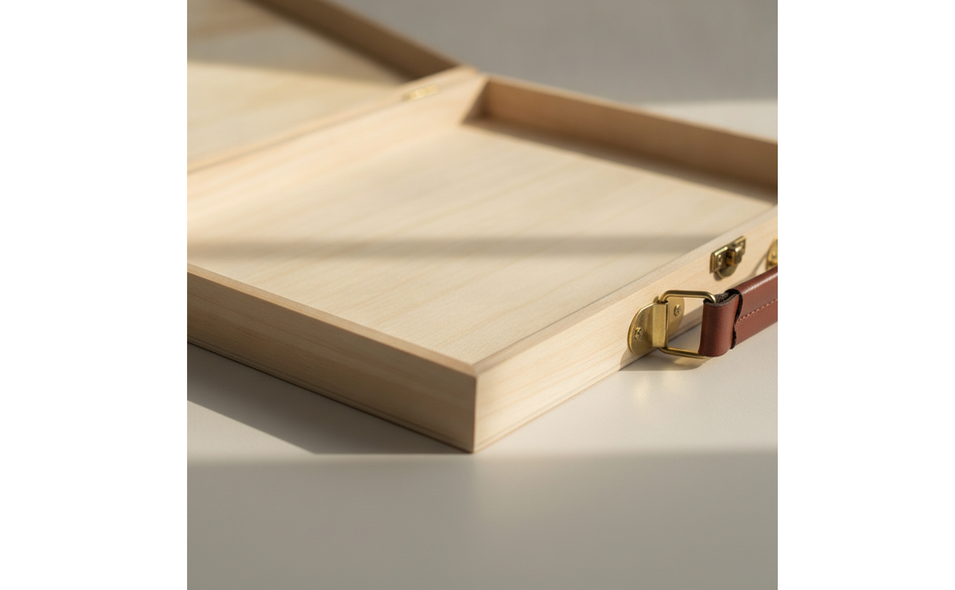 Holzkoffer mit Ledergriff aus Kiefernholz Künstlerkoffer tragbar für Unterwegs
